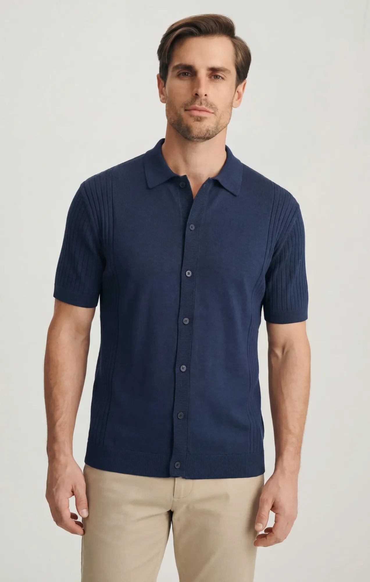 Button Down Sweater In Dress Blues