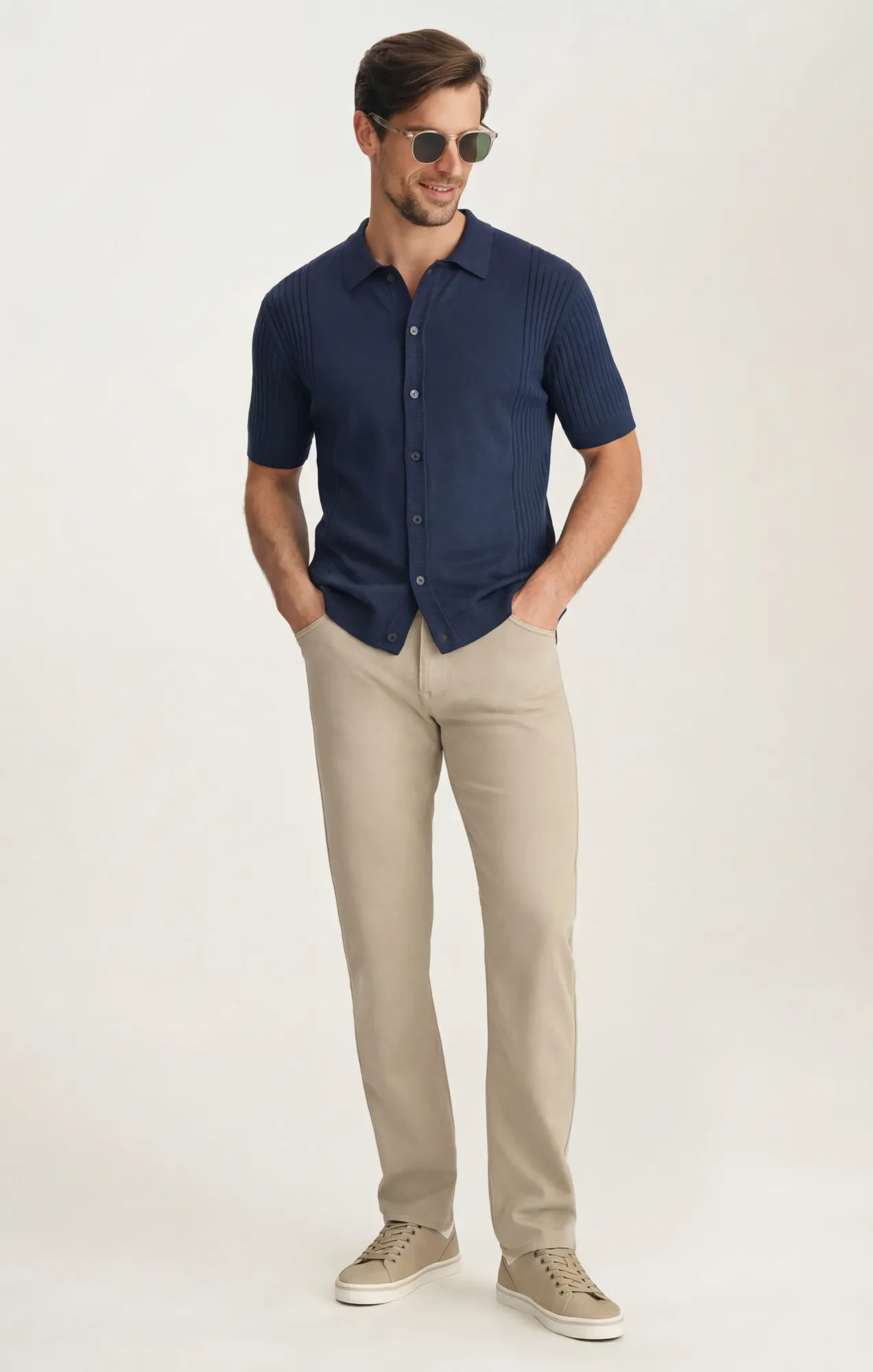 Button Down Sweater In Dress Blues - Image 3