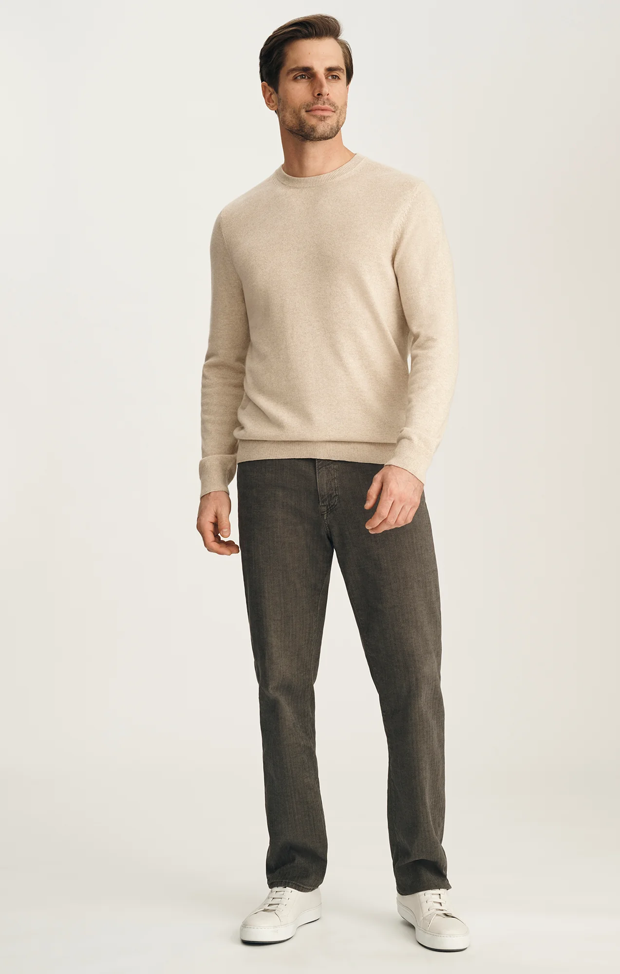 Cashmere Crew Neck Sweater In Beige - Image 4