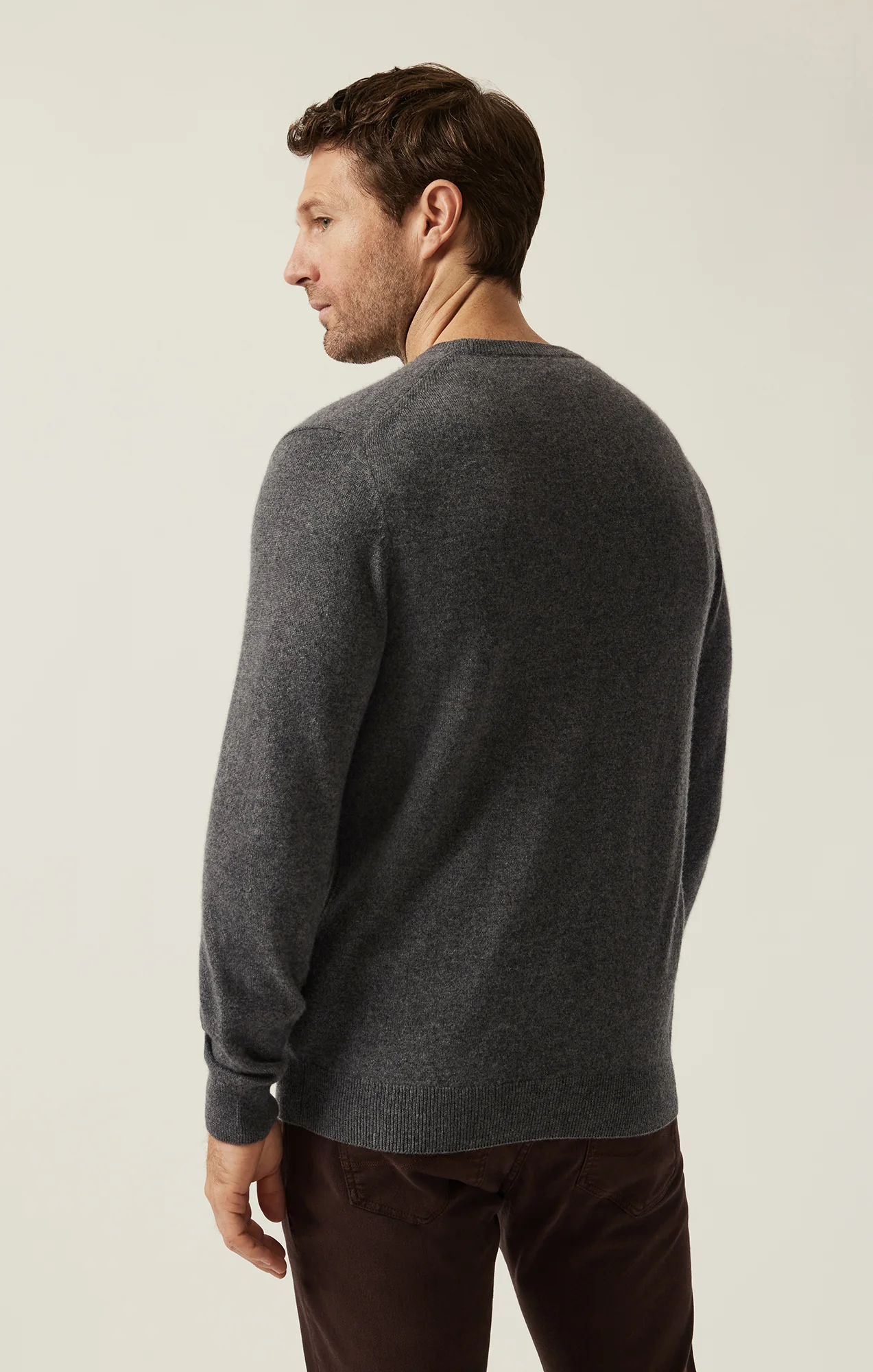 Cashmere Crew Neck Sweater In Charcoal - Image 3