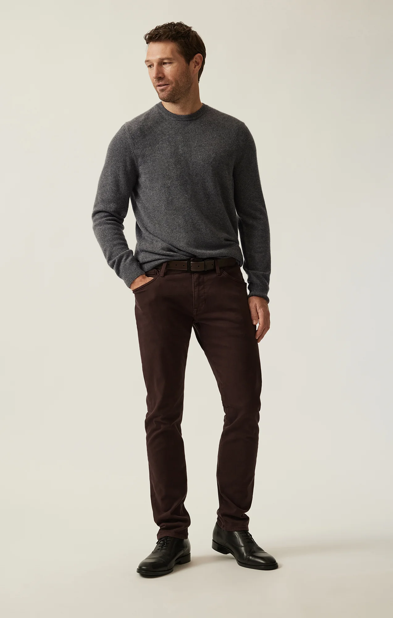 Cashmere Crew Neck Sweater In Charcoal - Image 4