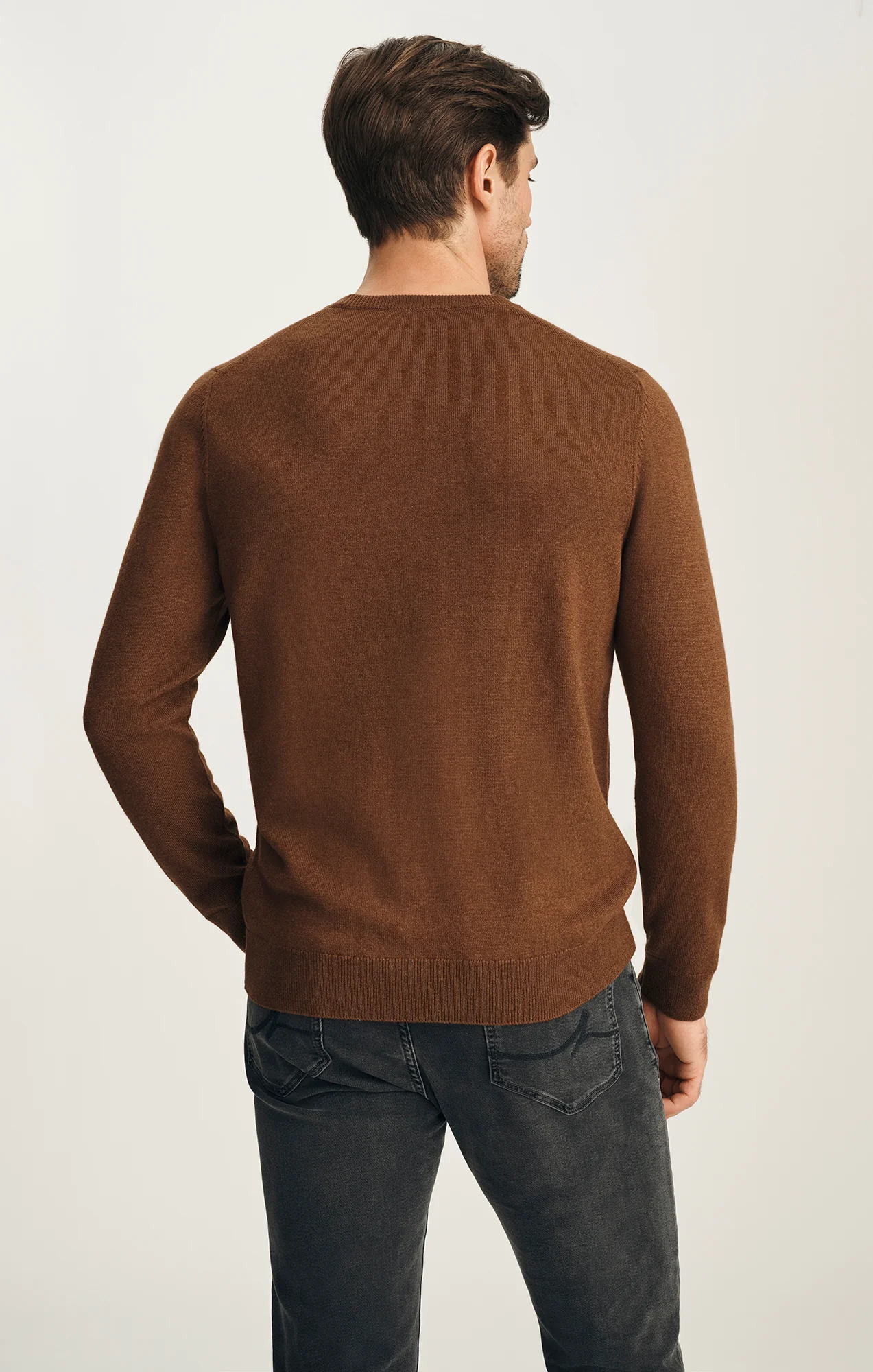 Cashmere Crew Neck Sweater In Coffee - Image 3