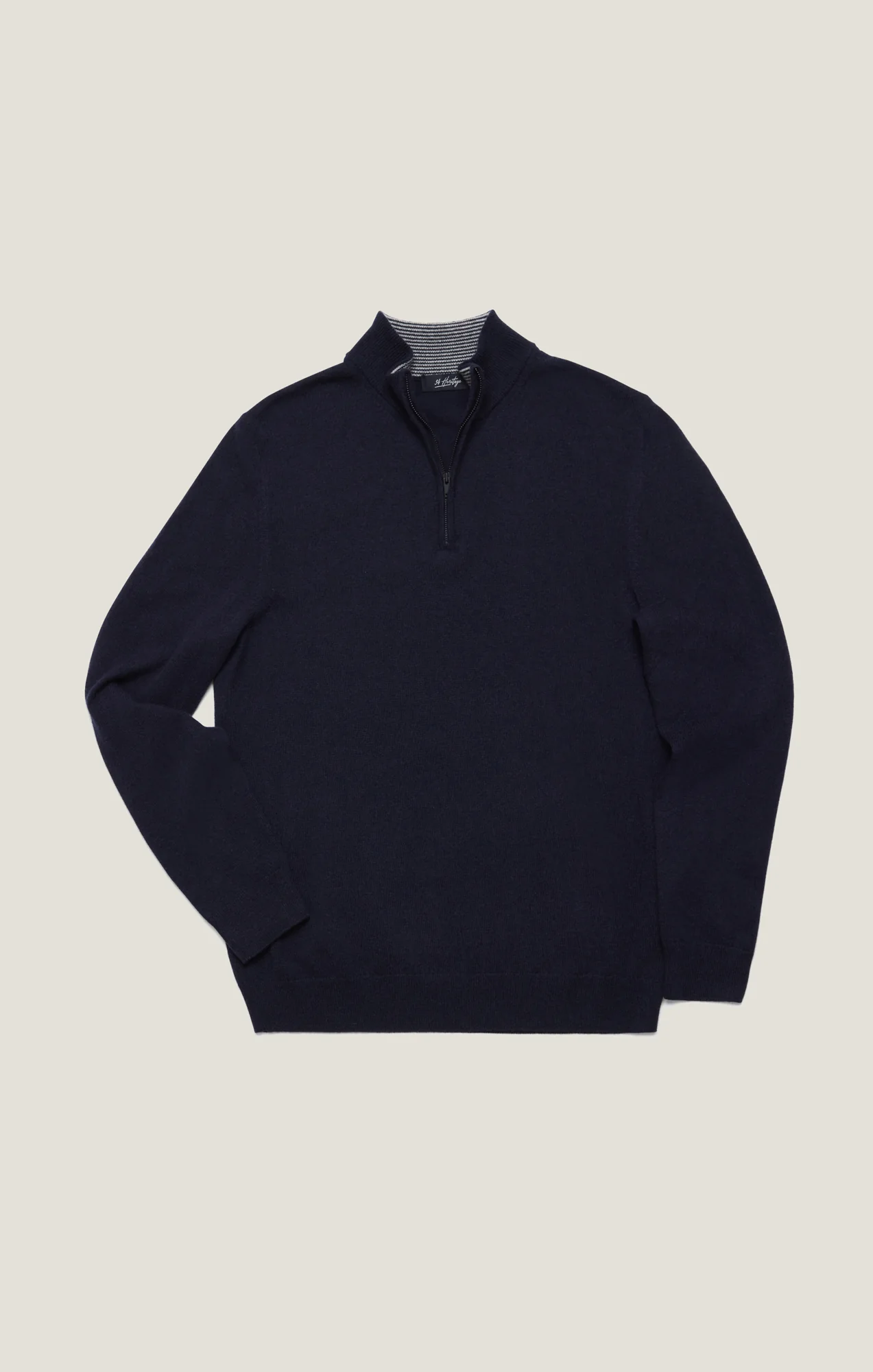 Cashmere Quarter Zip Sweater In Dark Navy - Image 11