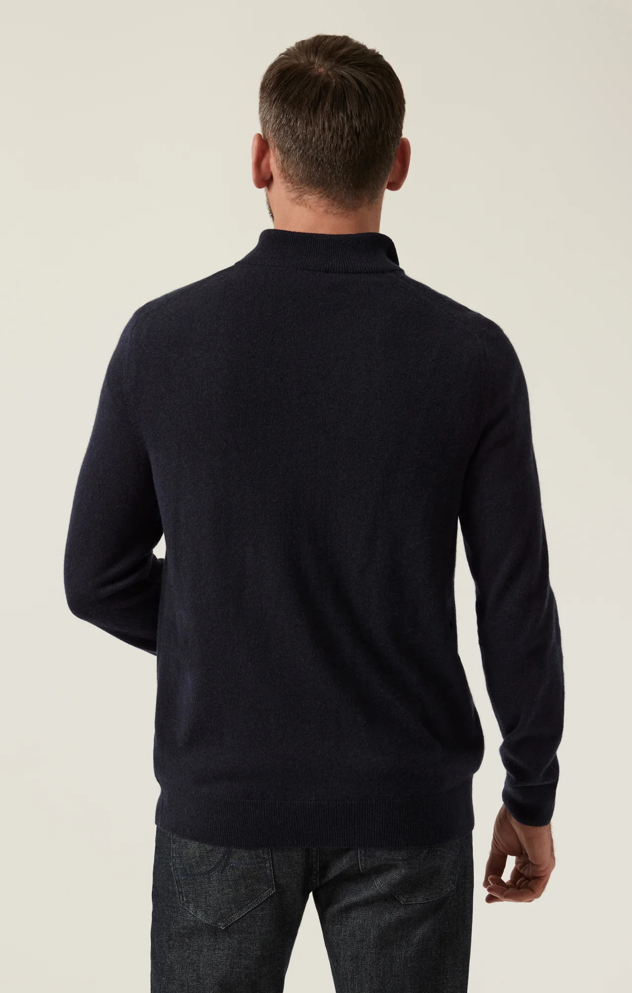 Cashmere Quarter Zip Sweater In Dark Navy - Image 4