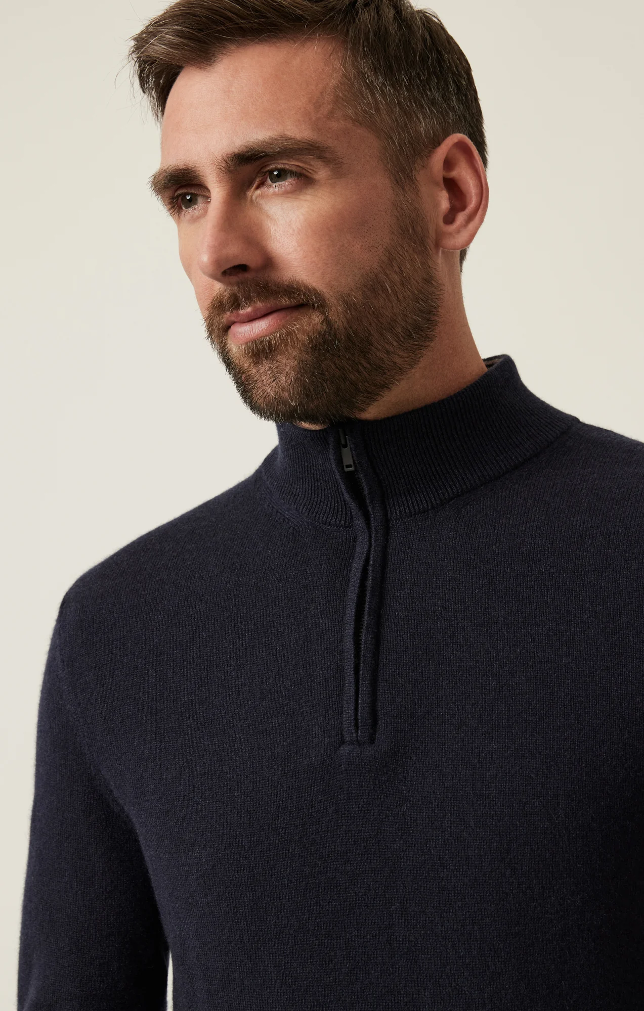 Cashmere Quarter Zip Sweater In Dark Navy - Image 7