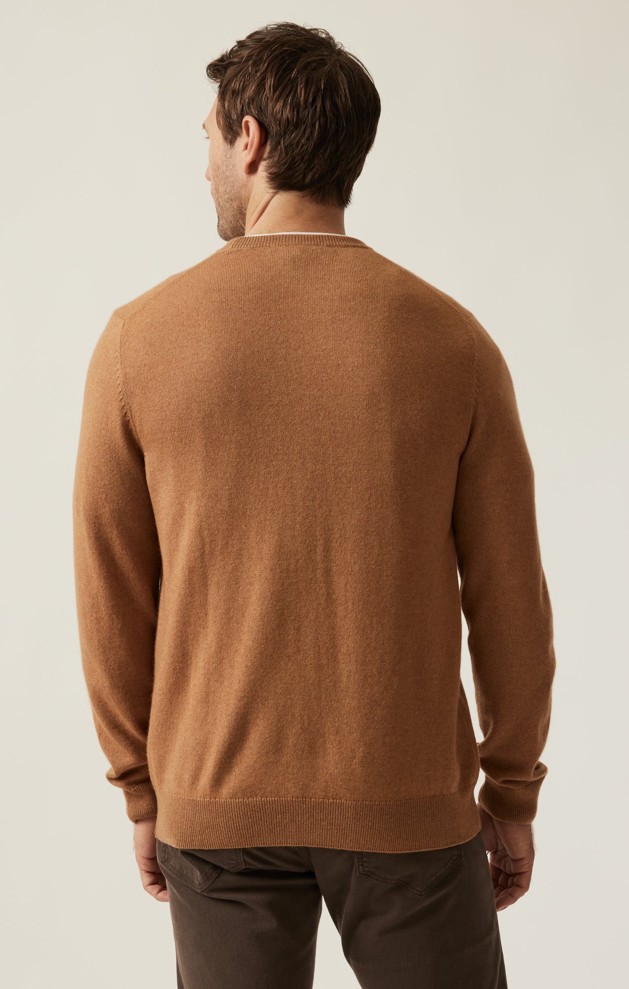 Cashmere Crew Neck Sweater In Tobacco - Image 3