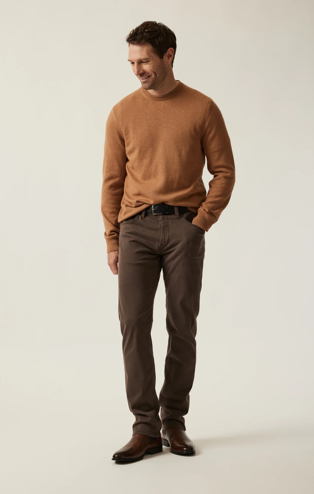 Cashmere Crew Neck Sweater In Tobacco - Image 4
