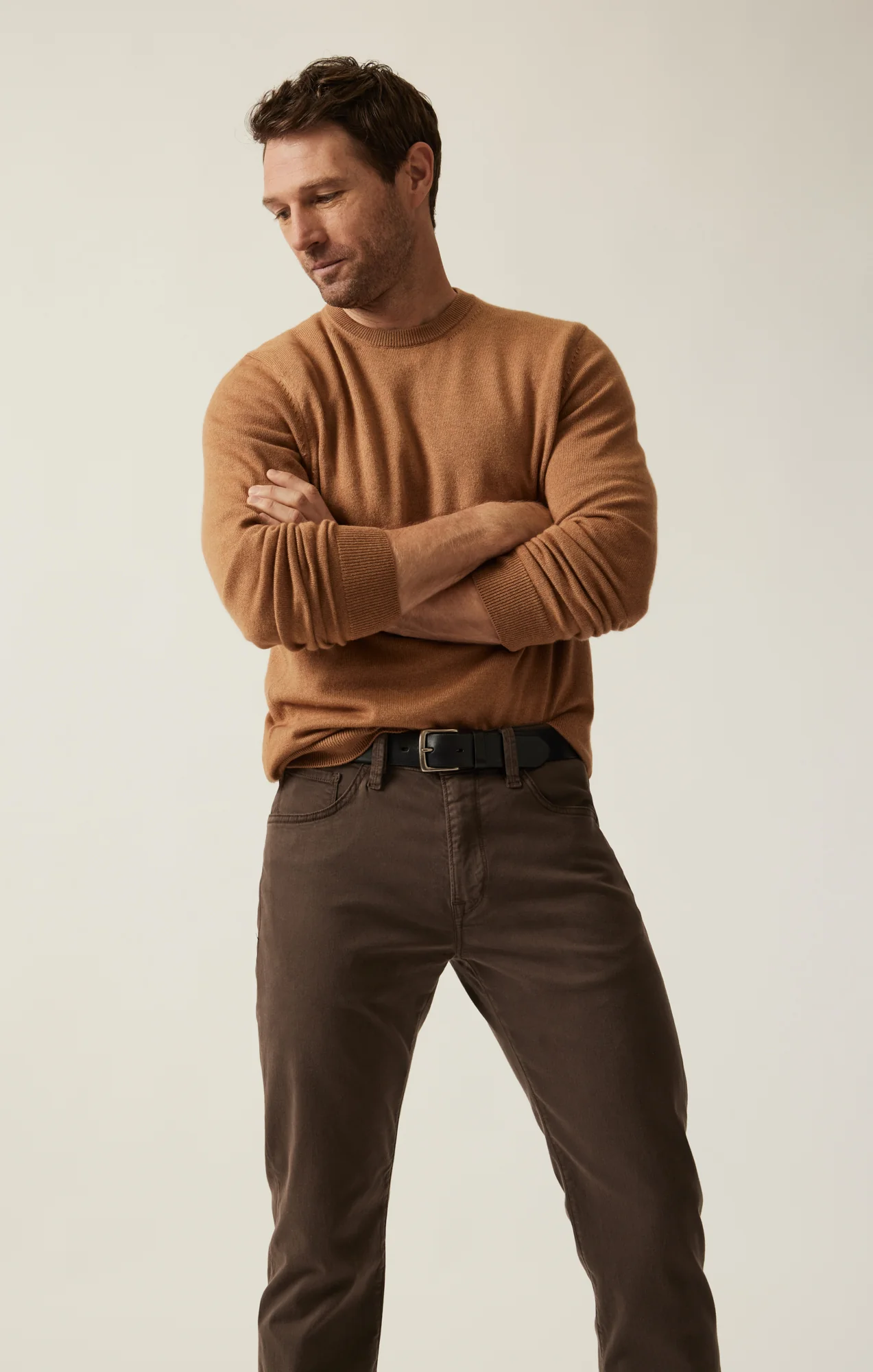 Cashmere Crew Neck Sweater In Tobacco - Image 7