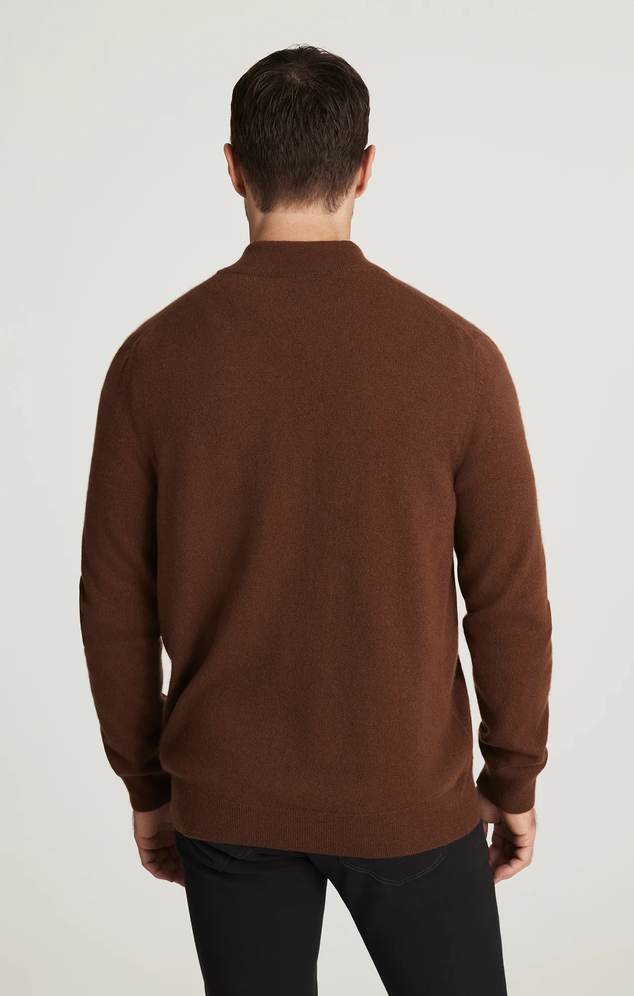 Cashmere Quarter Zip Sweater In Brown - Image 5