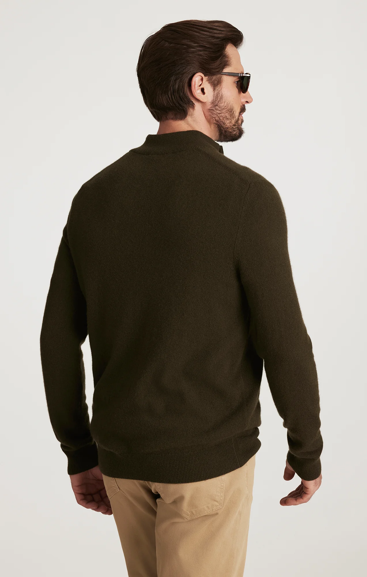 Cashmere Quarter Zip Sweater In Khaki - Image 5