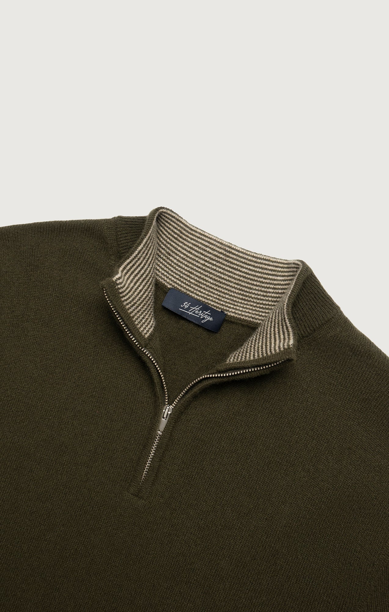 Cashmere Quarter Zip Sweater In Khaki - Image 7