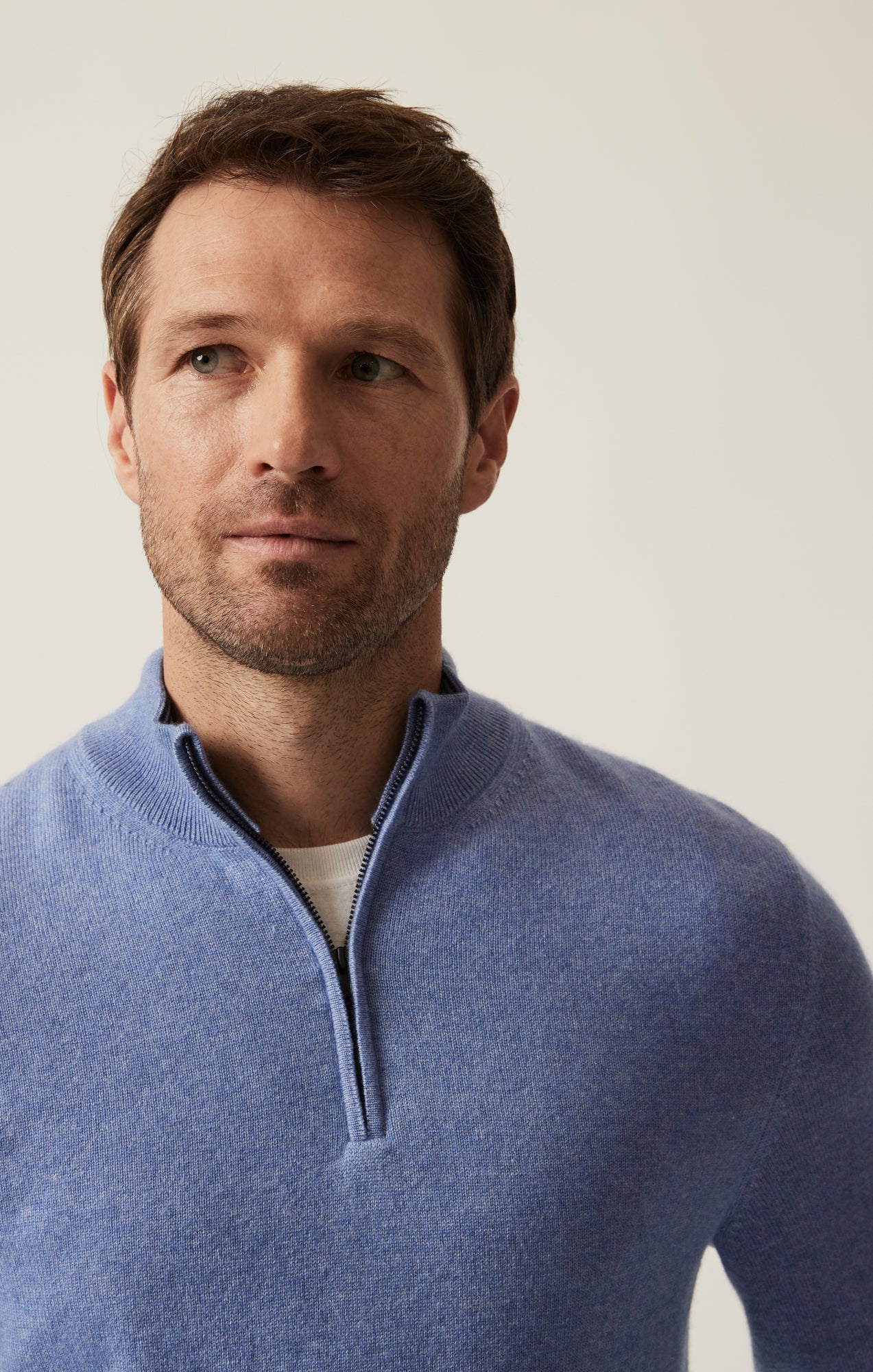 Cashmere Quarter Zip Sweater In Skipper Blue - Image 6