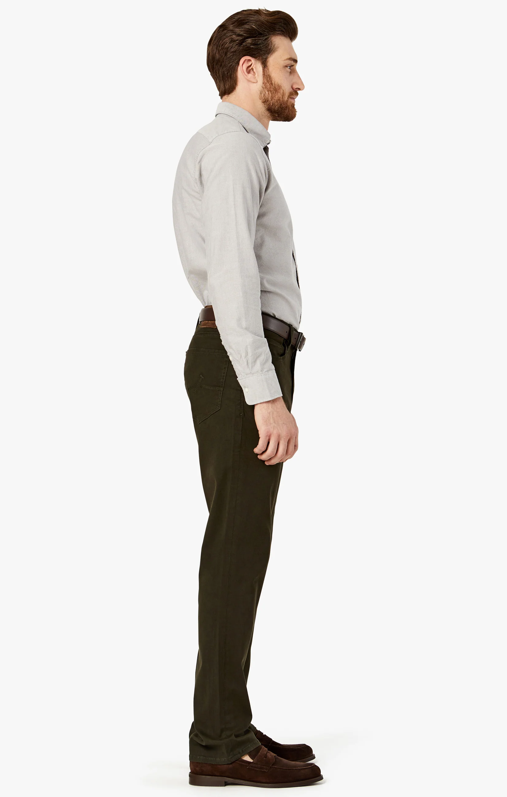 Charisma Relaxed Straight Pants in Dark Green Twill - Image 5