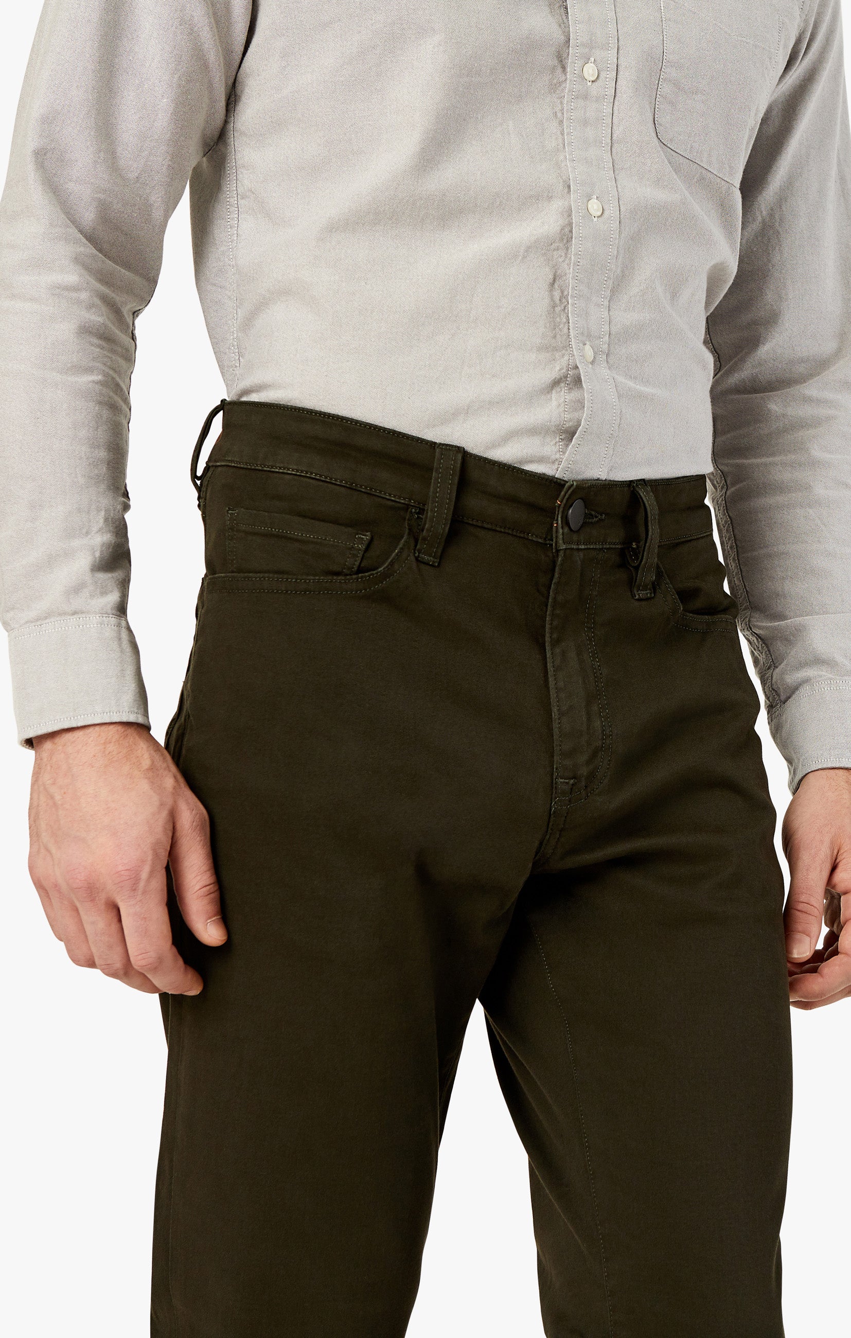 Charisma Relaxed Straight Pants in Dark Green Twill - Image 8