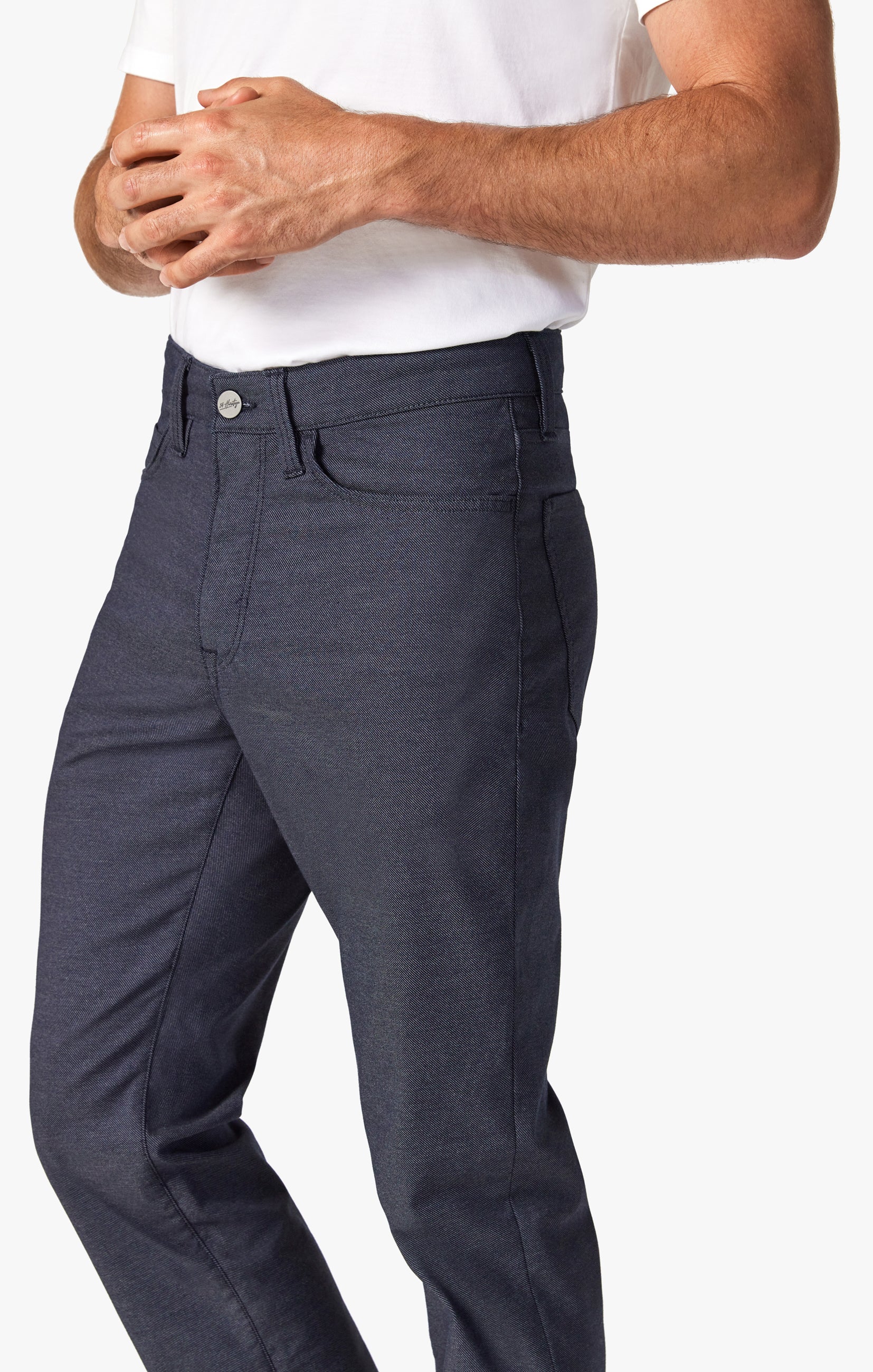 Charisma Relaxed Straight Pants In Navy Coolmax - Image 4