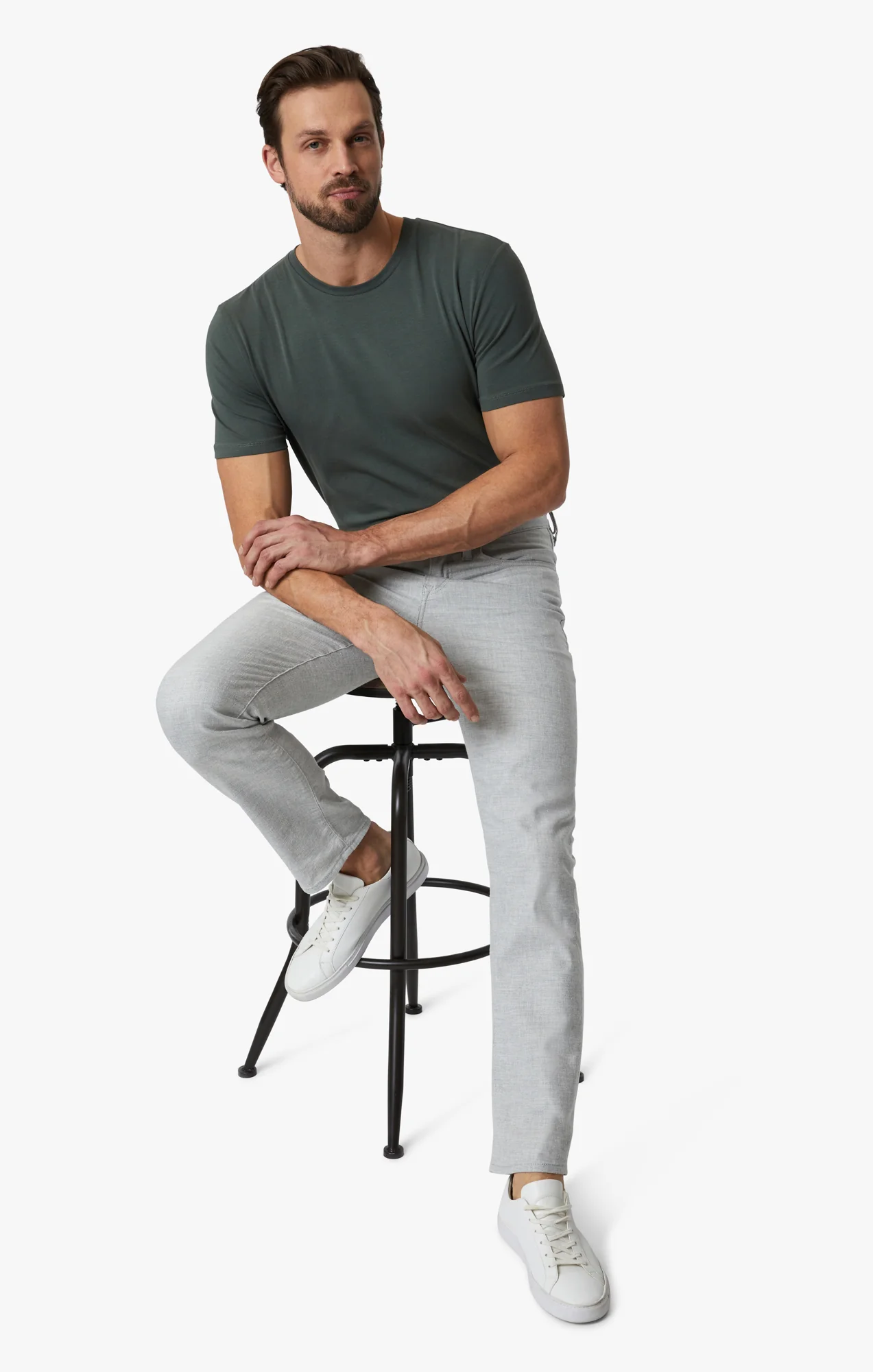 Charisma Relaxed Straight Leg Pants In Light Grey Hemp - Image 6