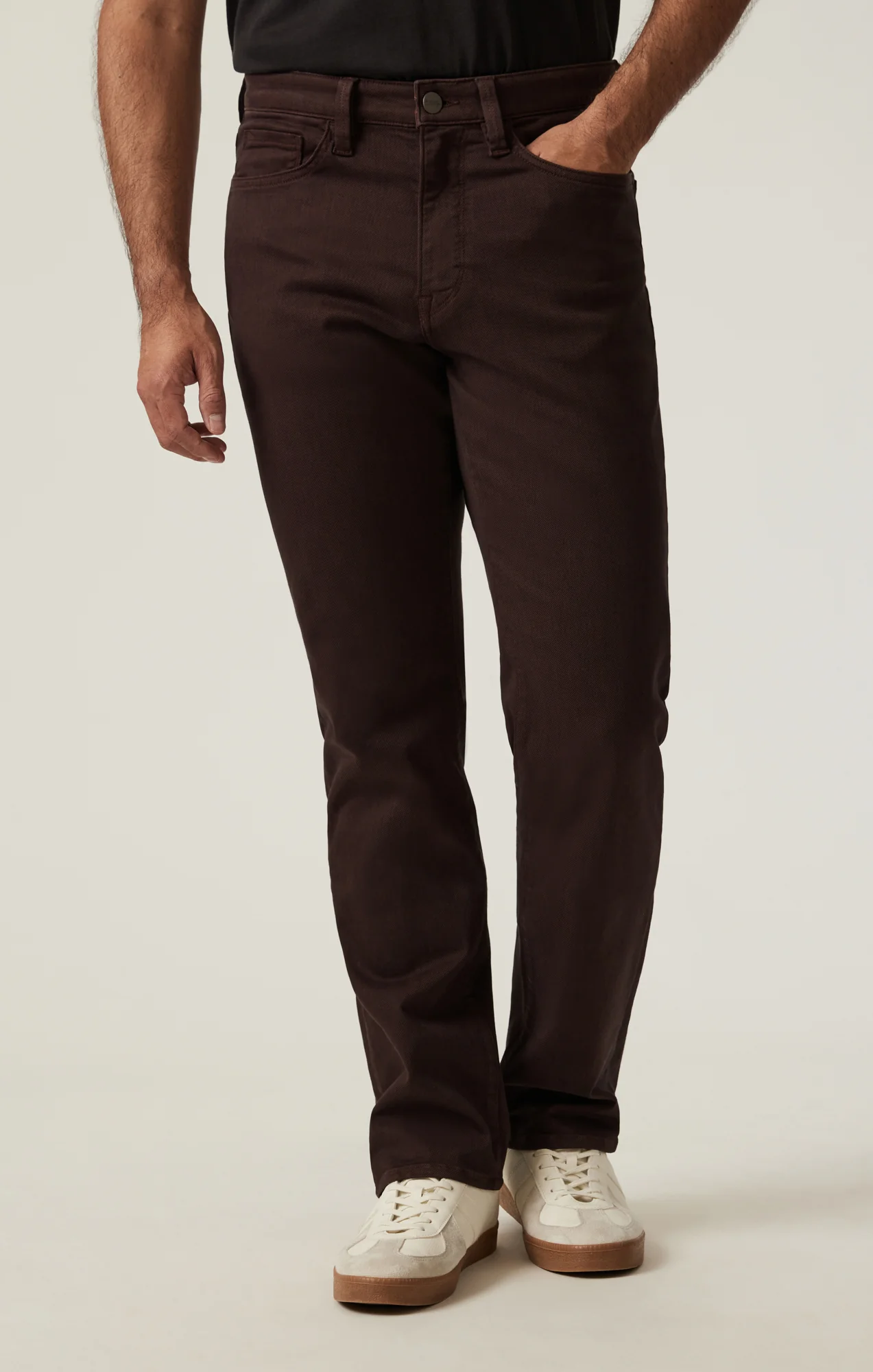 Charisma Relaxed Straight Pants in Burgundy Diagonal - Image 5