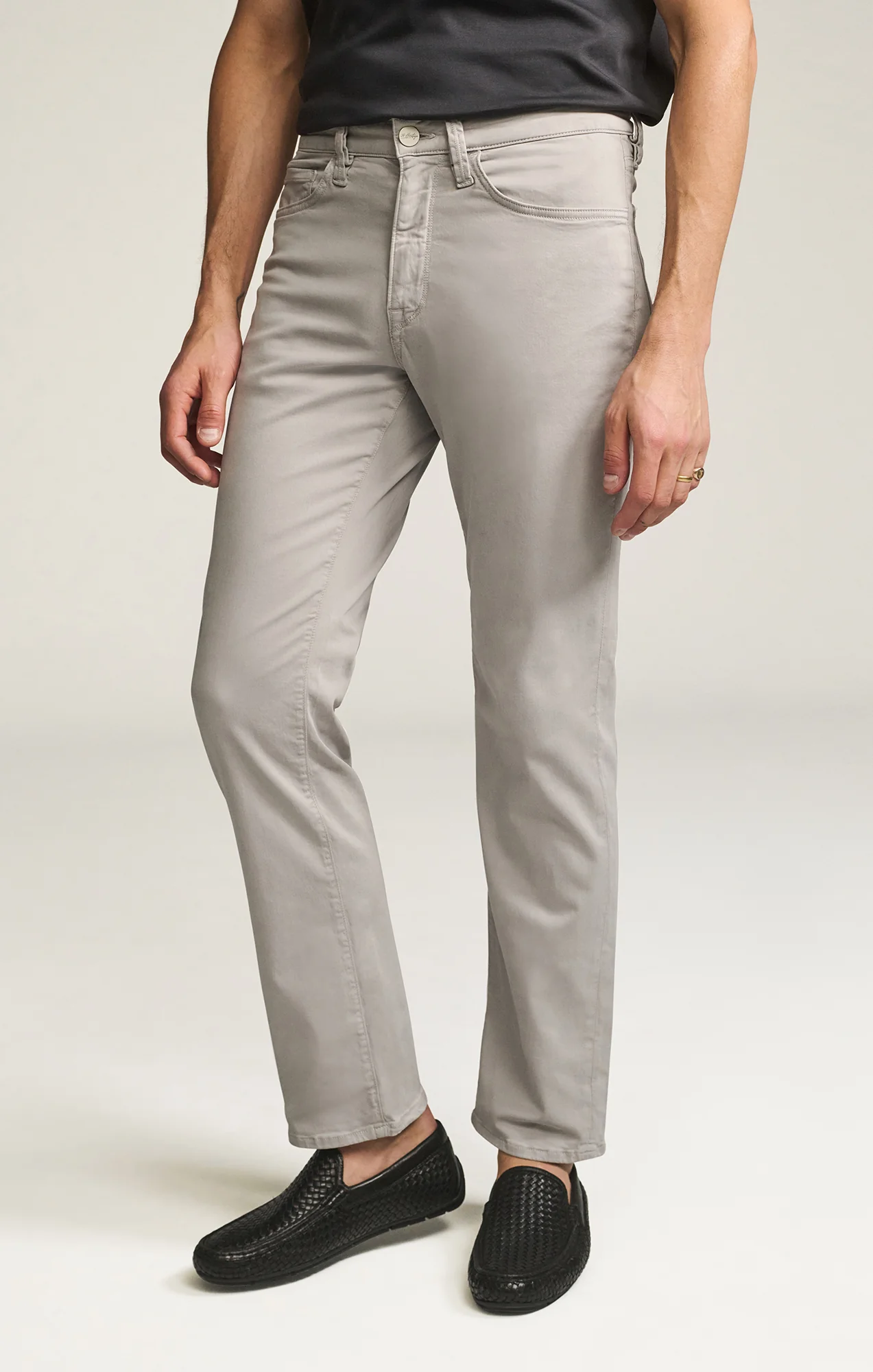 Charisma Relaxed Straight Pants in Cement Twill - Image 2