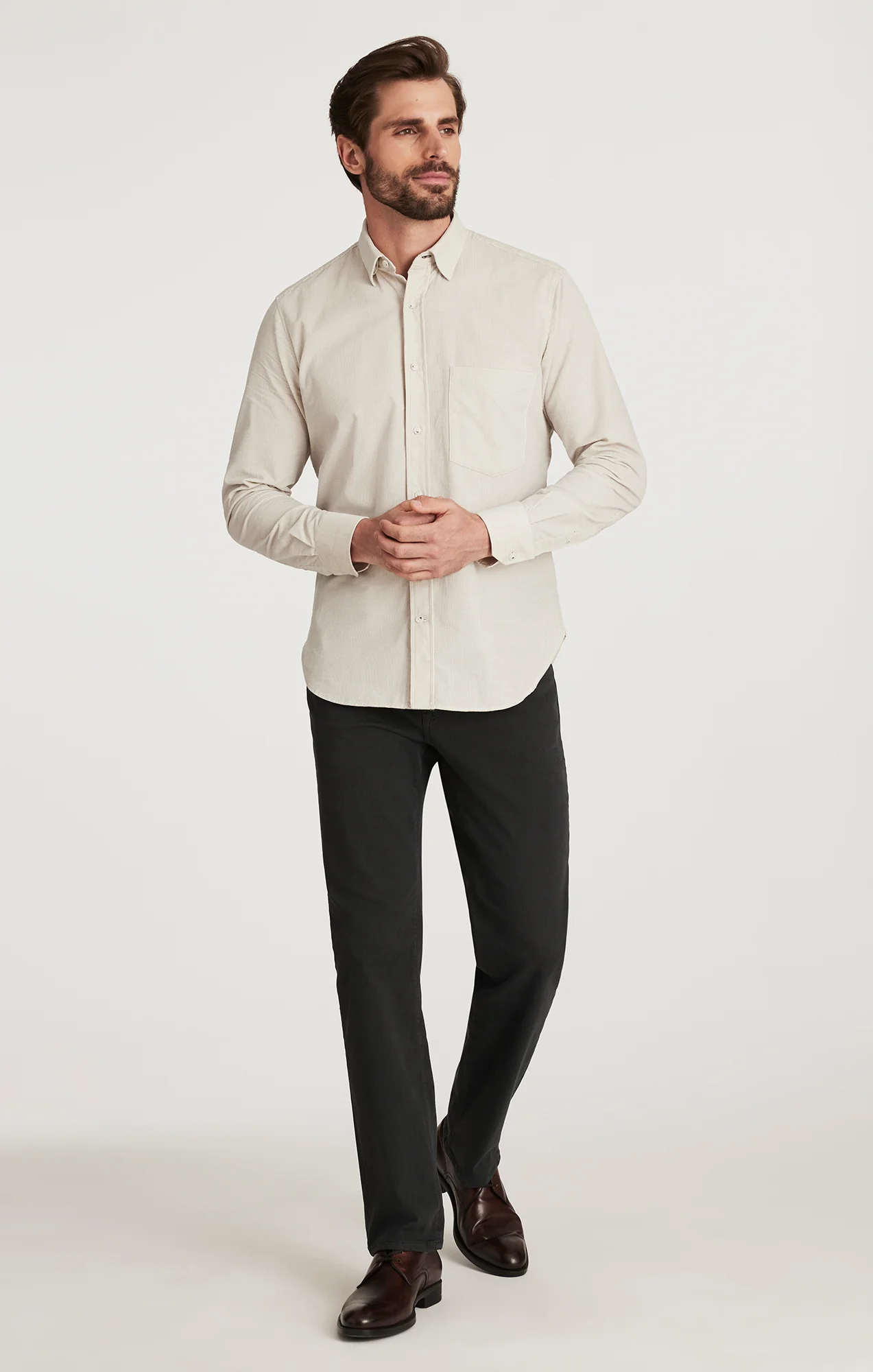 Charisma Relaxed Straight Pants in Charcoal Diagonal