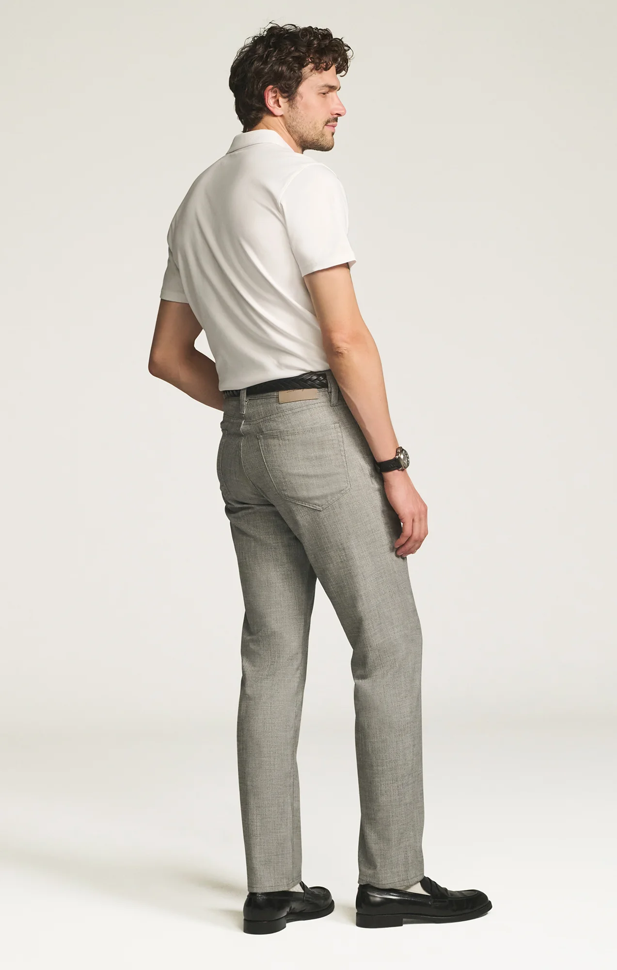 Charisma Relaxed Straight Pants in Grey Cross Twill - Image 3