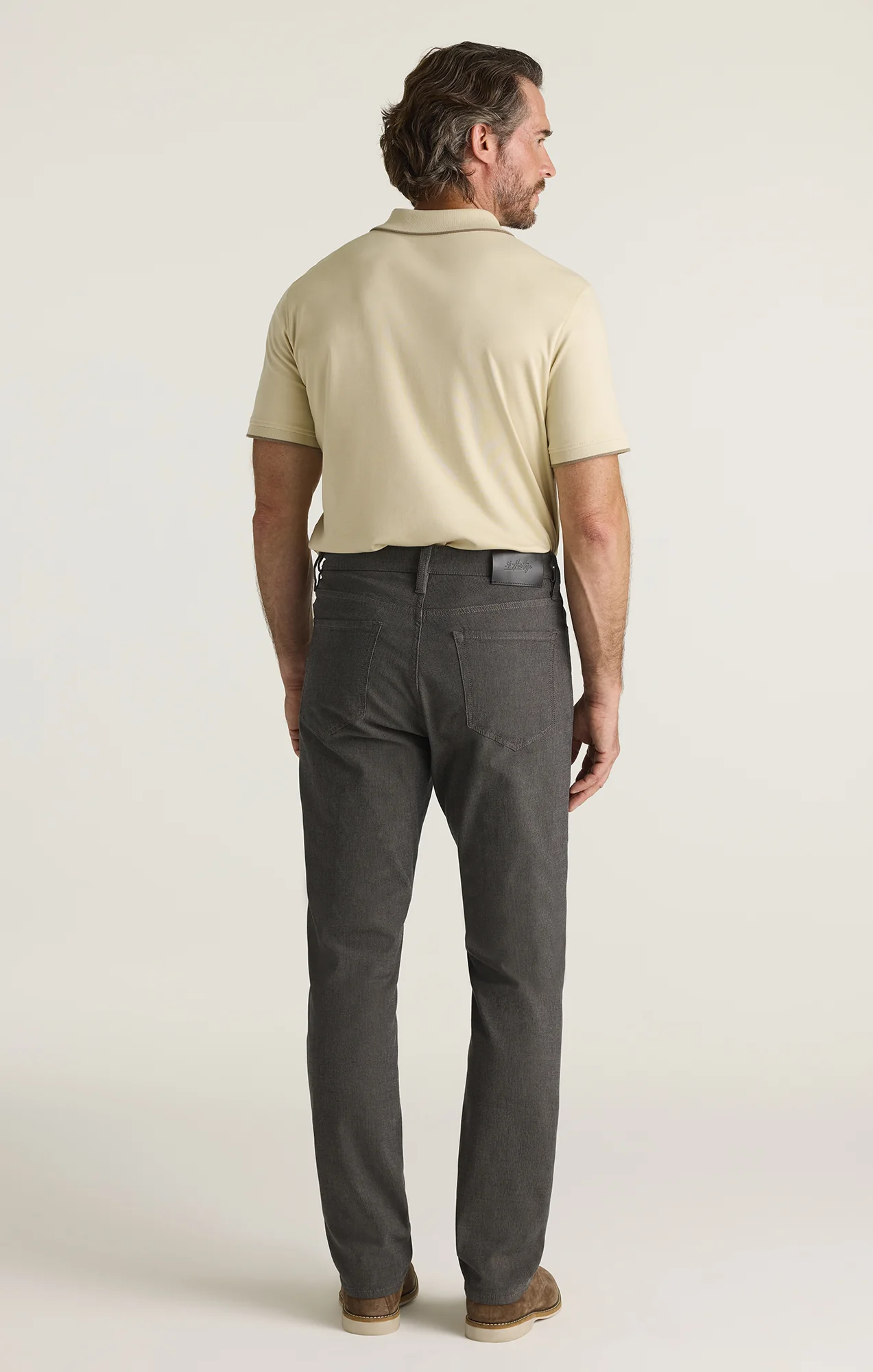 Charisma Relaxed Straight Pants in Grey Herringbone - Image 2