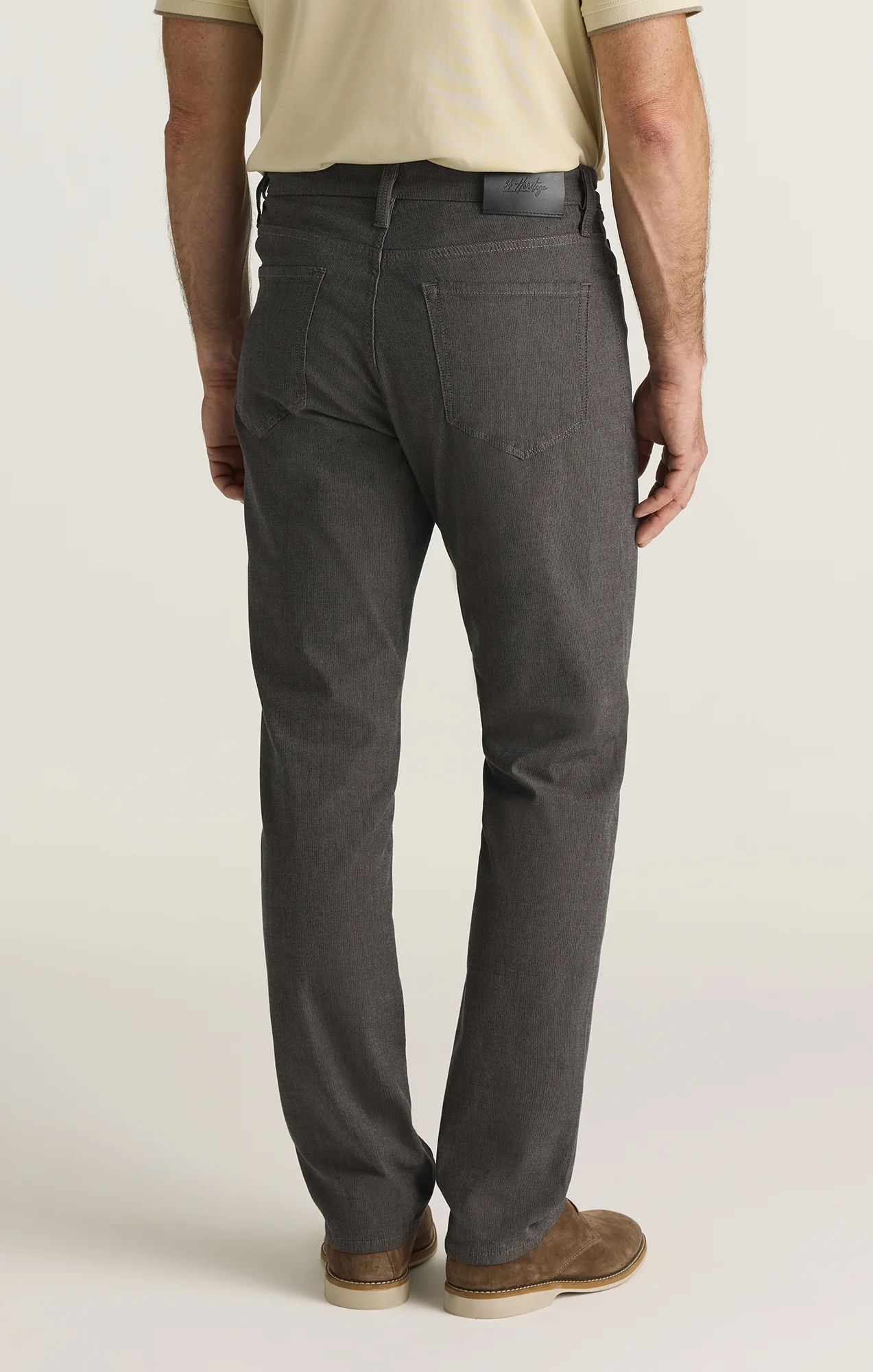 Charisma Relaxed Straight Pants in Grey Herringbone - Image 3