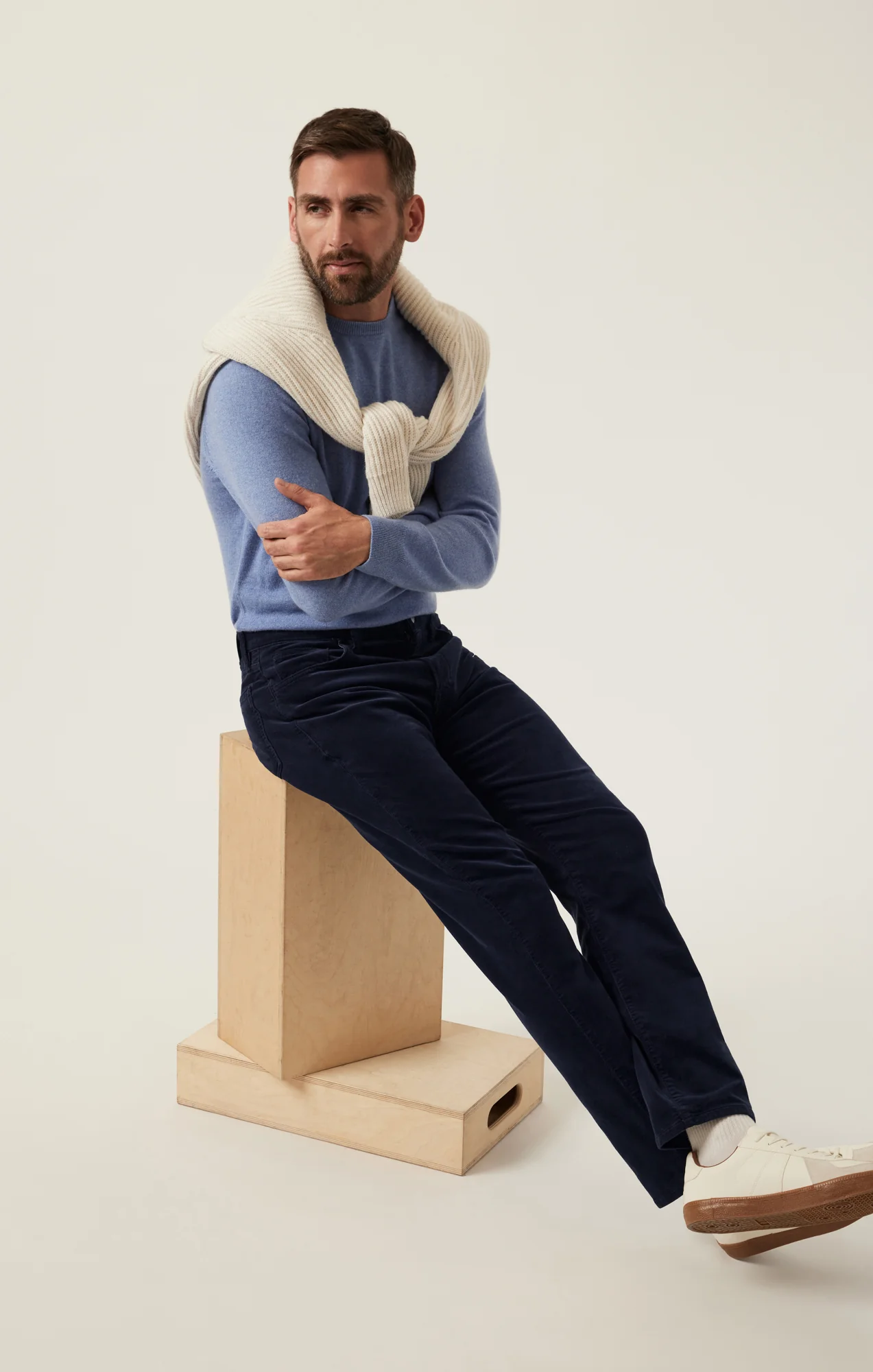 Charisma Relaxed Straight Pants in Navy Cord - Image 6