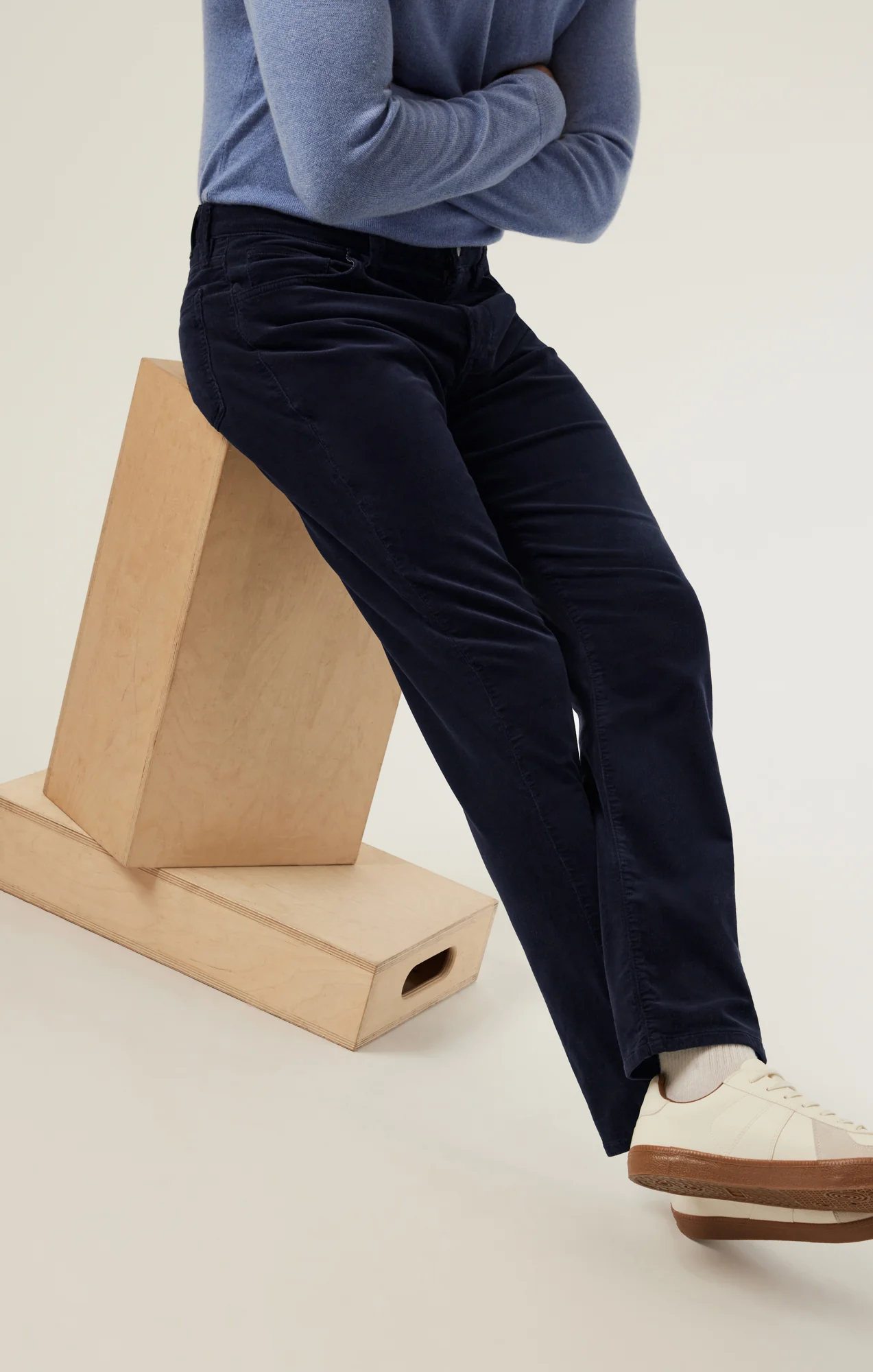 Charisma Relaxed Straight Pants in Navy Cord - Image 7