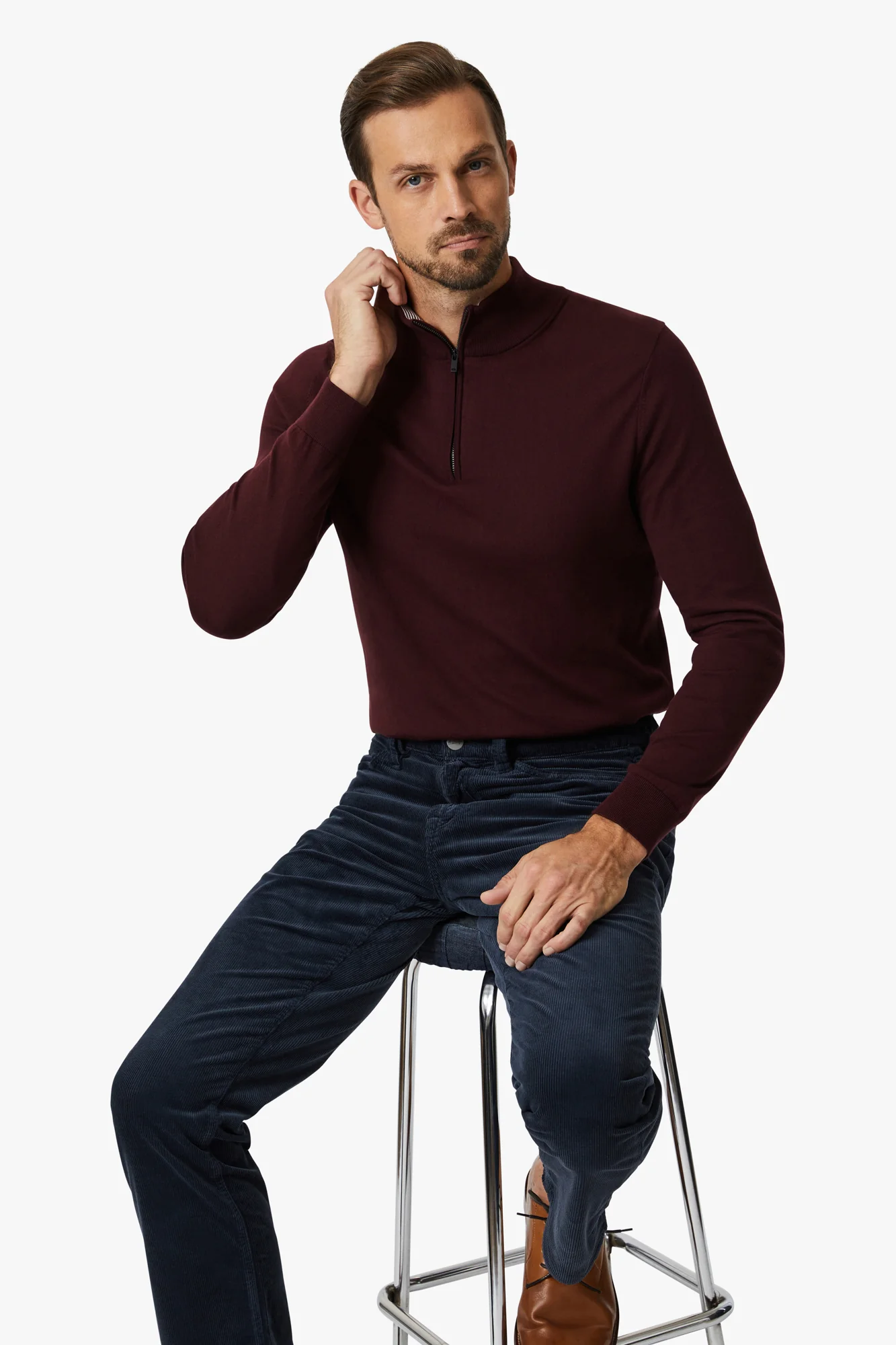 Charisma Relaxed Straight Pants In Navy Cord - Image 6