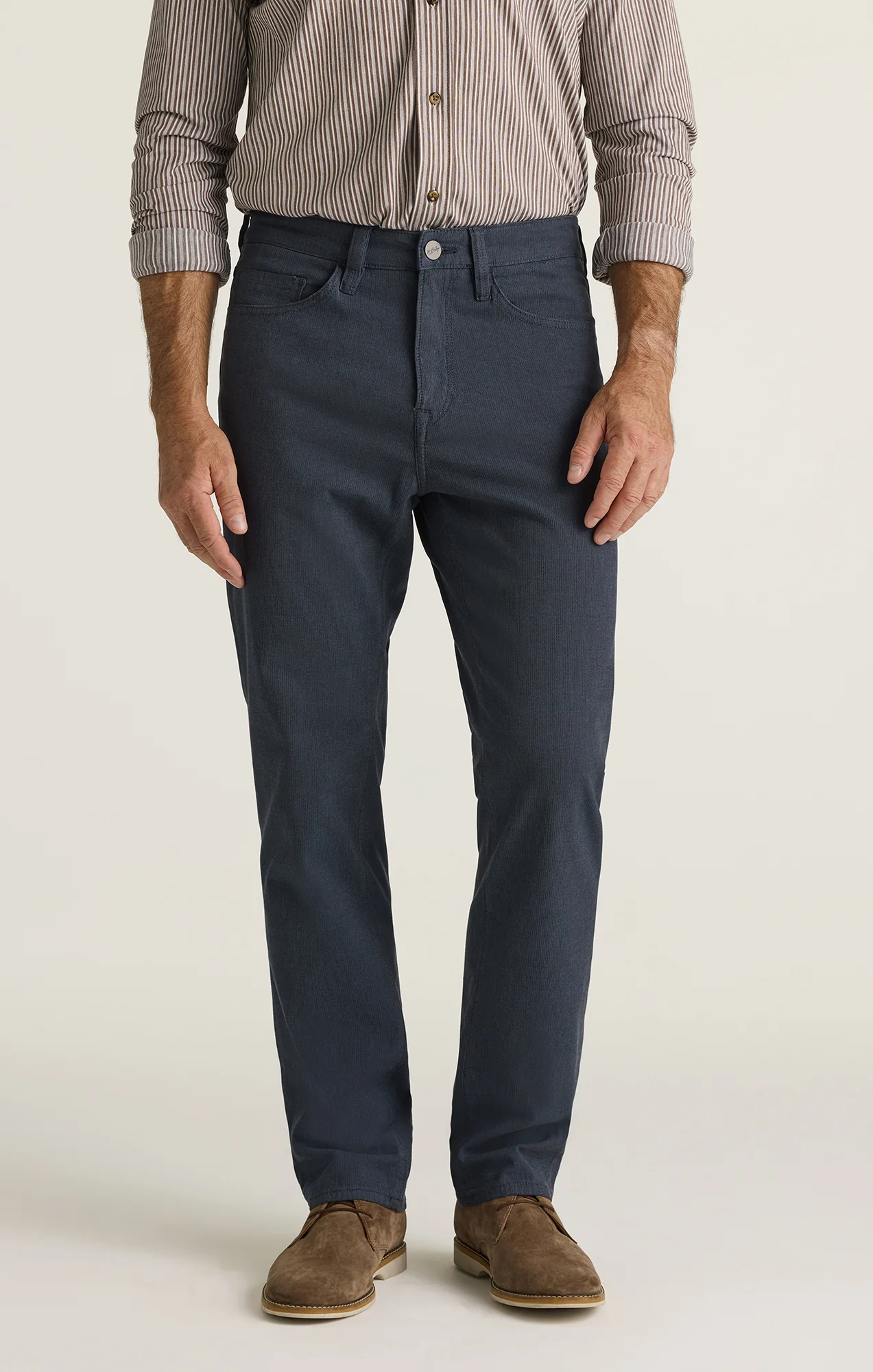 Charisma Relaxed Straight Pants in Navy Herringbone - Image 2