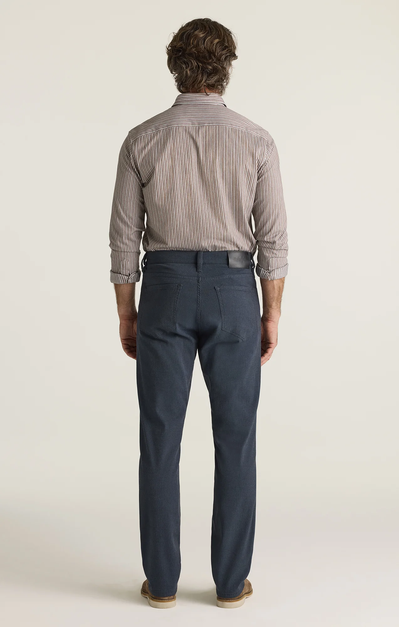 Charisma Relaxed Straight Pants in Navy Herringbone - Image 3