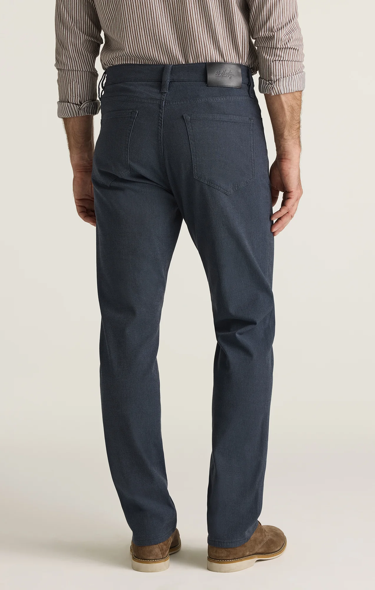 Charisma Relaxed Straight Pants in Navy Herringbone - Image 4