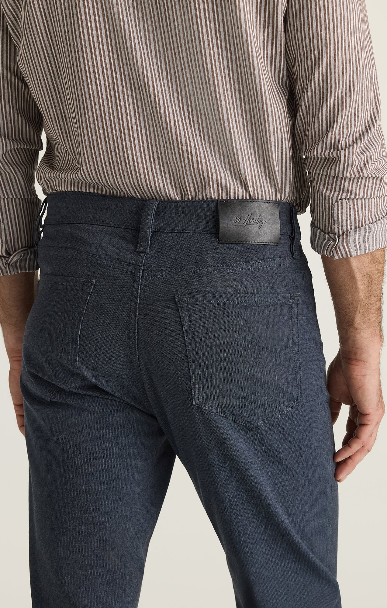 Charisma Relaxed Straight Pants in Navy Herringbone - Image 5