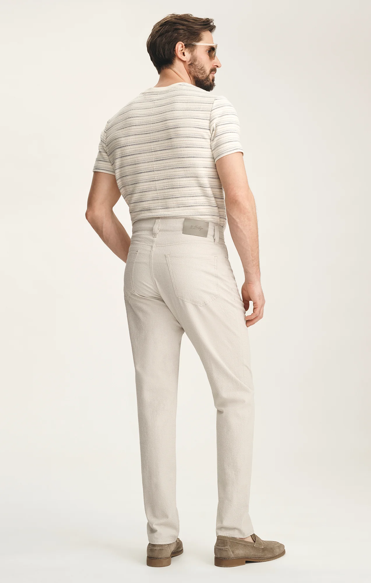Charisma Relaxed Straight Pants In Stone Seersucker - Image 3