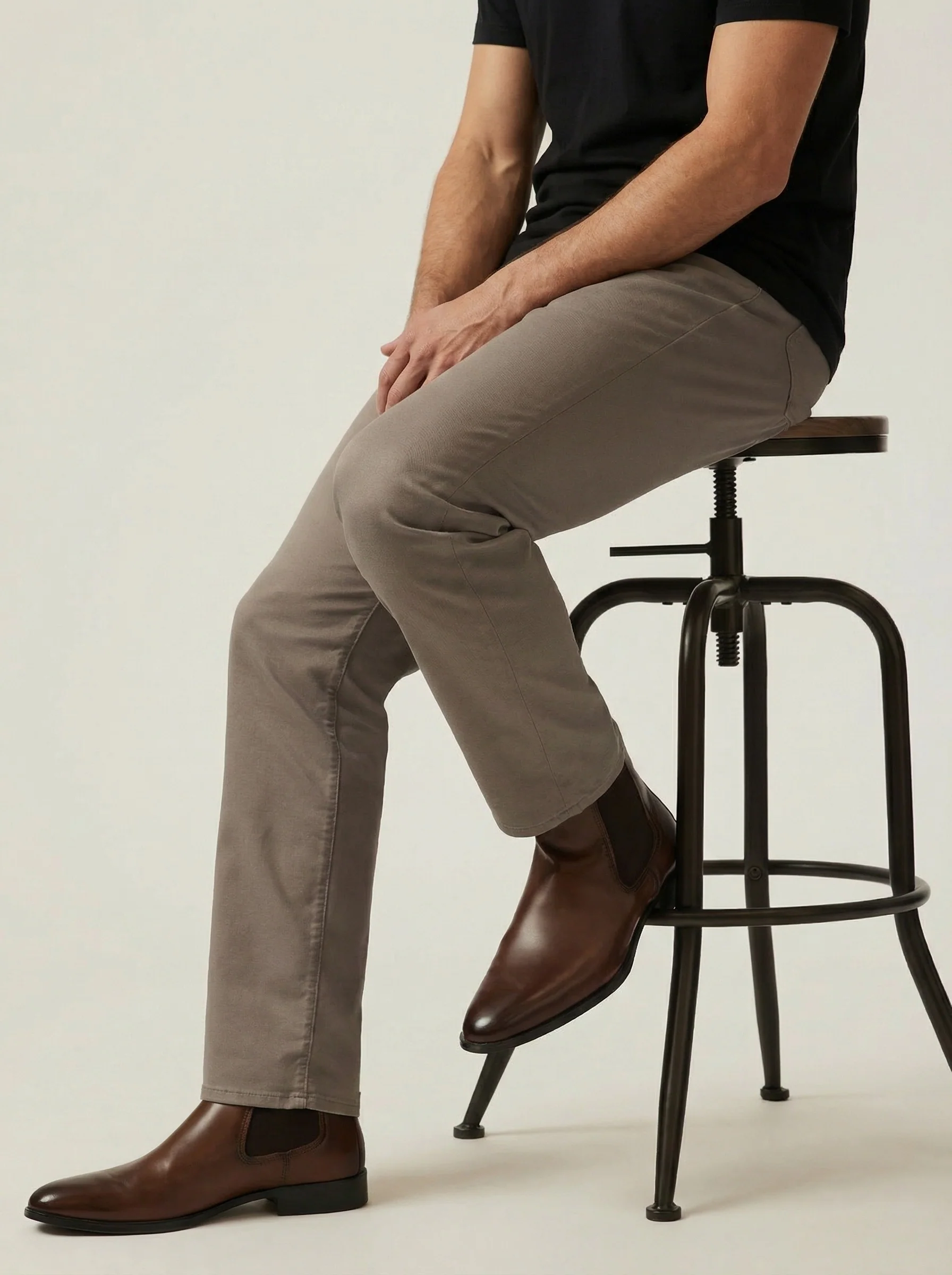 Charisma Relaxed Straight Pants in Taupe Coolmax - Image 3