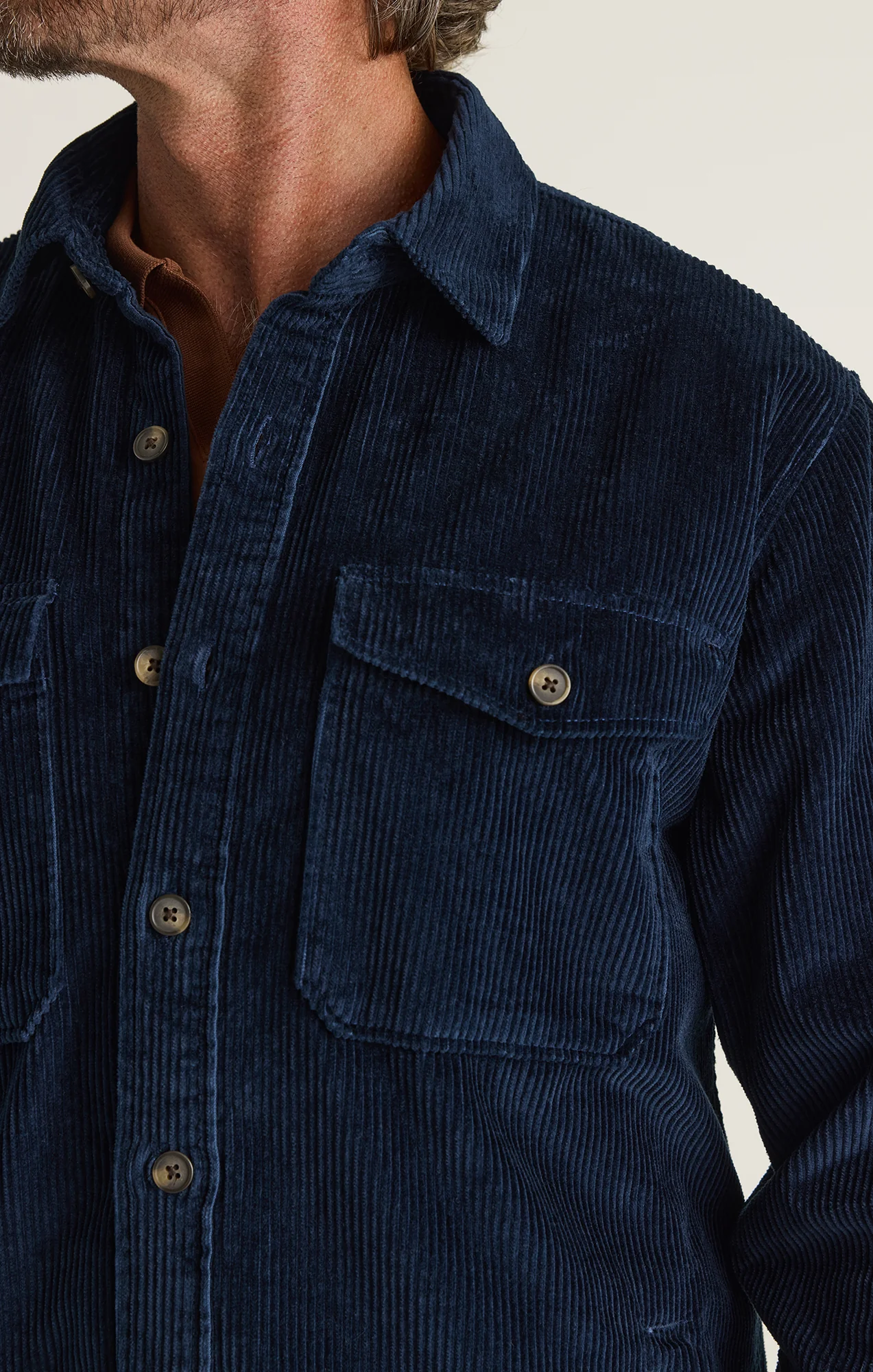 Corduroy Overshirt in Navy - Image 3