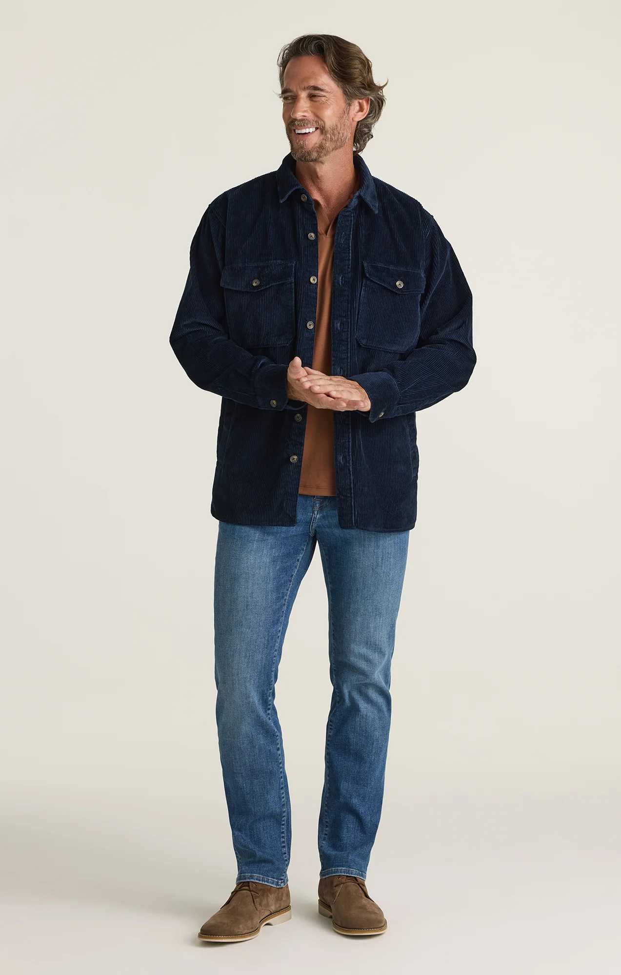 Corduroy Overshirt in Navy - Image 4