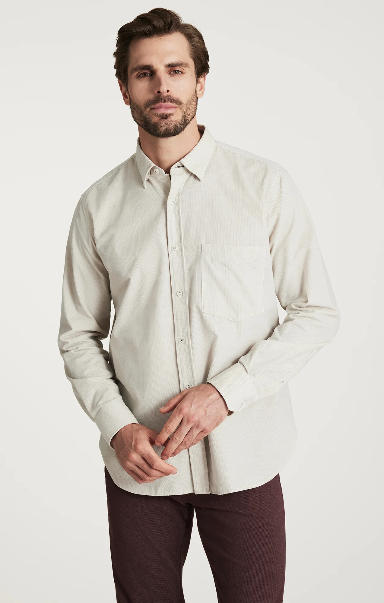 Corduroy Pocket Shirt in Beige