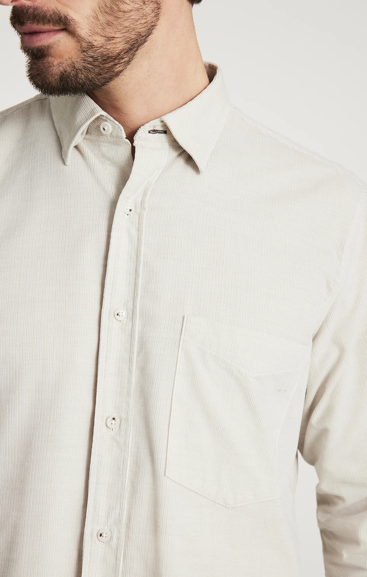 Corduroy Pocket Shirt in Beige - Image 4