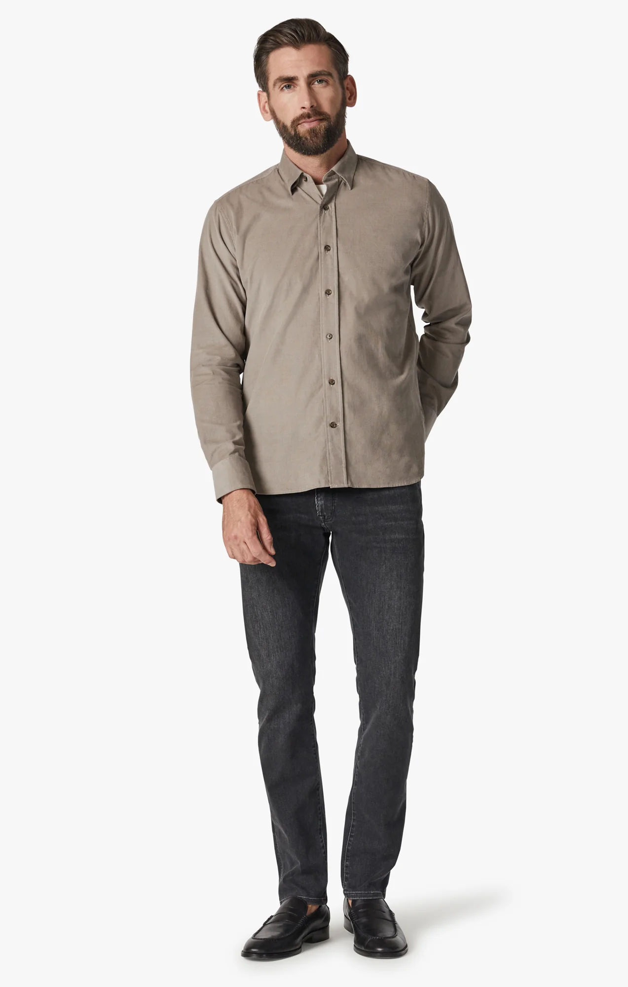 Corduroy Shirt In Beige - Image 4