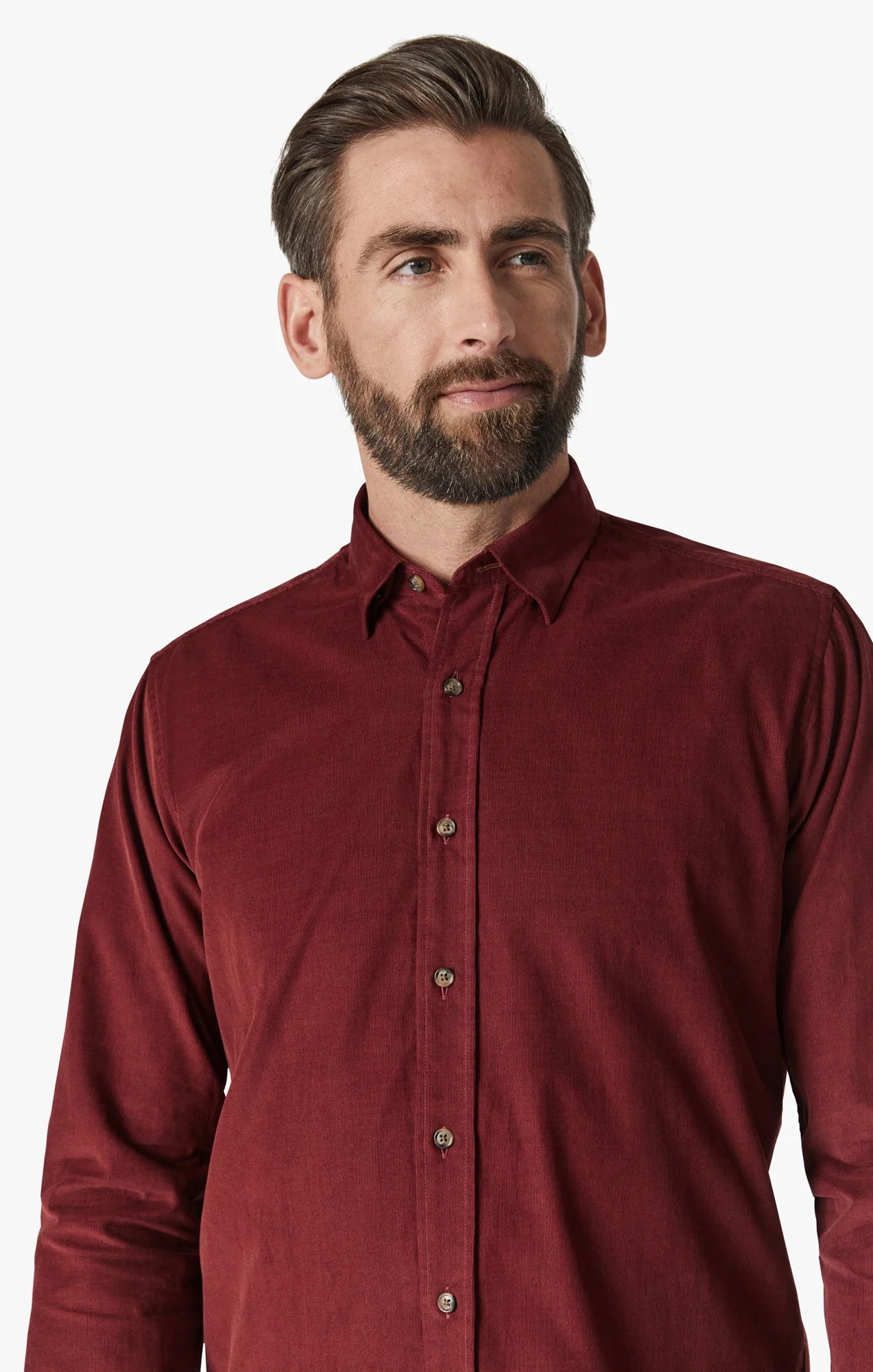 Corduroy Shirt In Bordeaux - Image 5