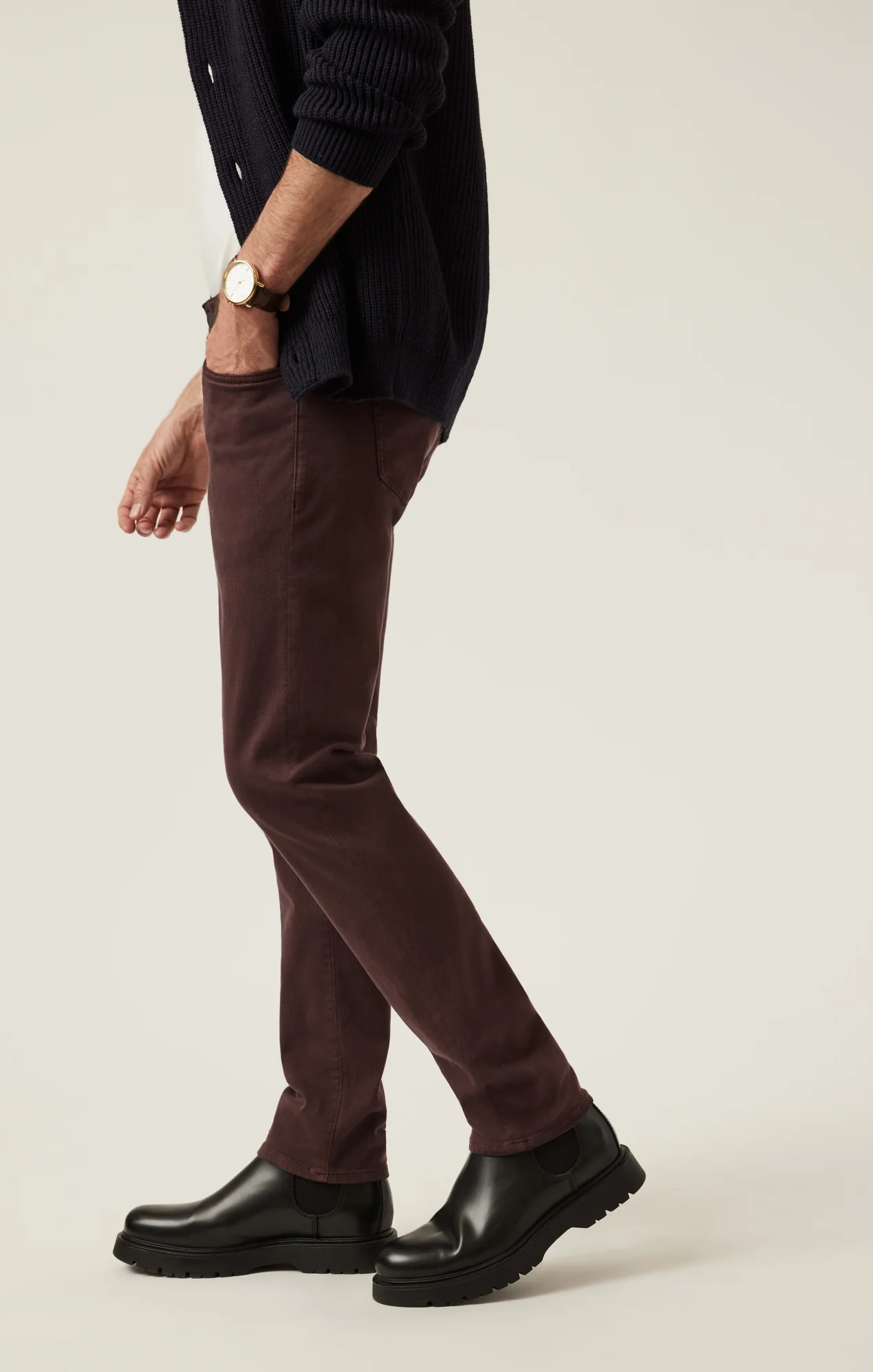 Courage Straight Leg Pants in Burgundy Diagonal - Image 6