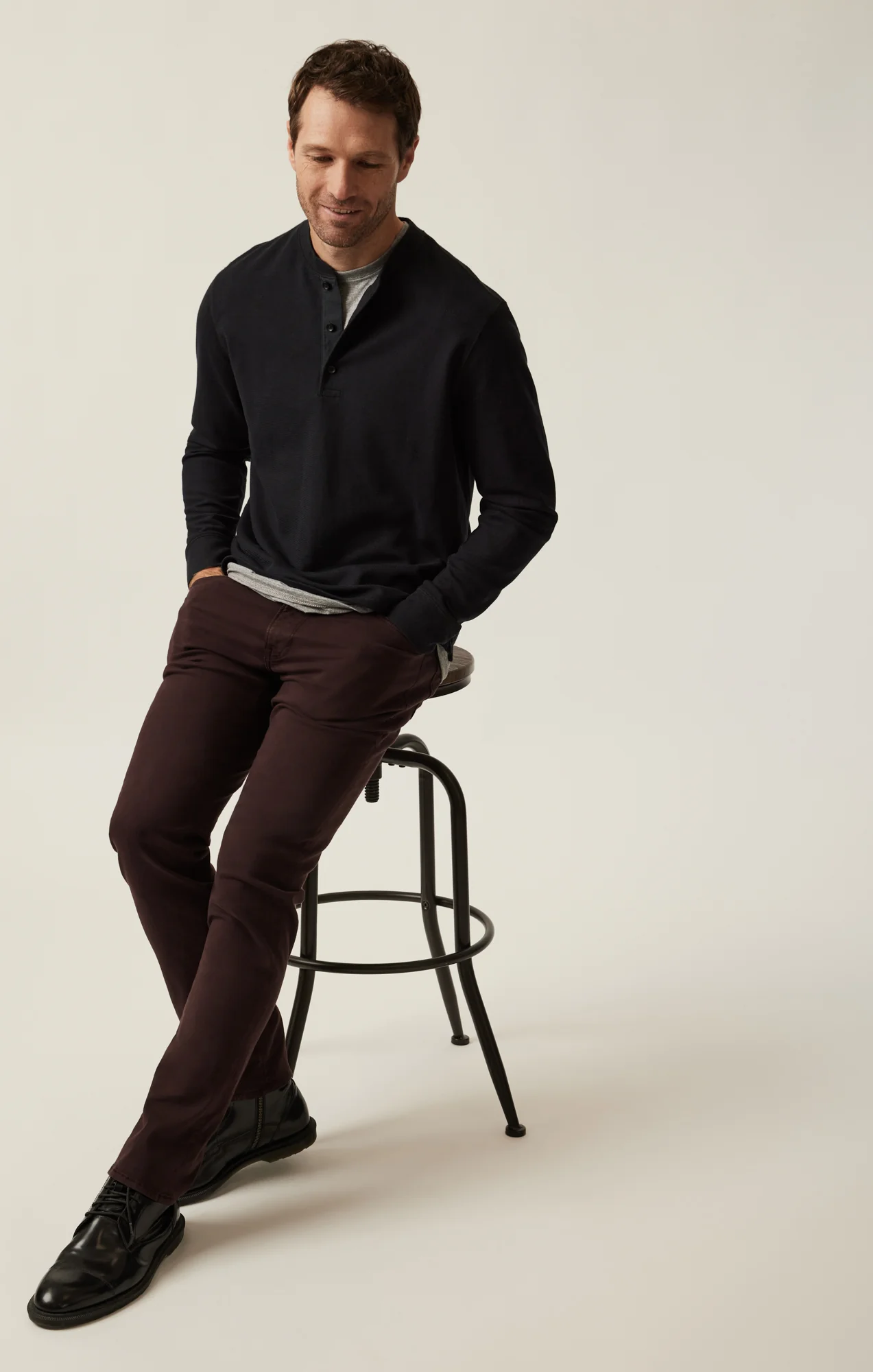 Courage Straight Leg Pants in Burgundy Twill - Image 6