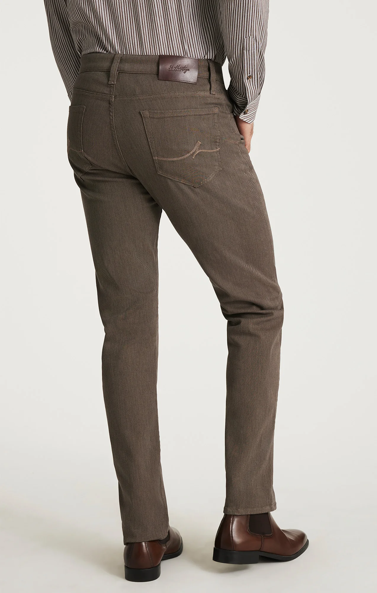Courage Straight Leg Pants in Coffee Diagonal - Image 3