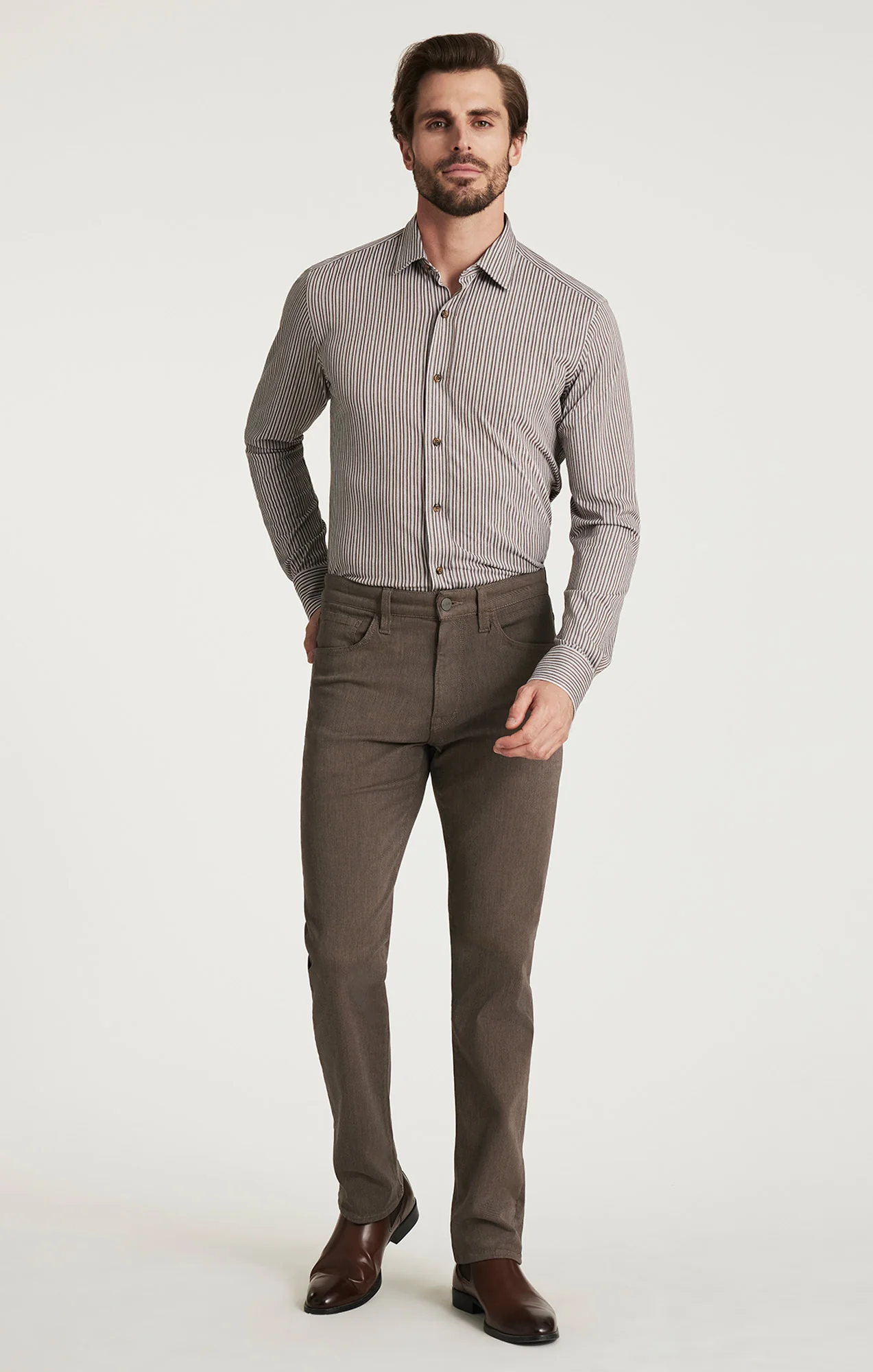 Courage Straight Leg Pants in Coffee Diagonal - Image 5