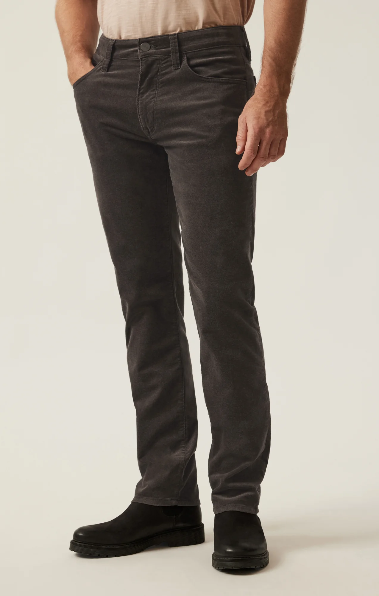 Courage Straight Leg Pants in Dark Olive Moleskin - Image 3