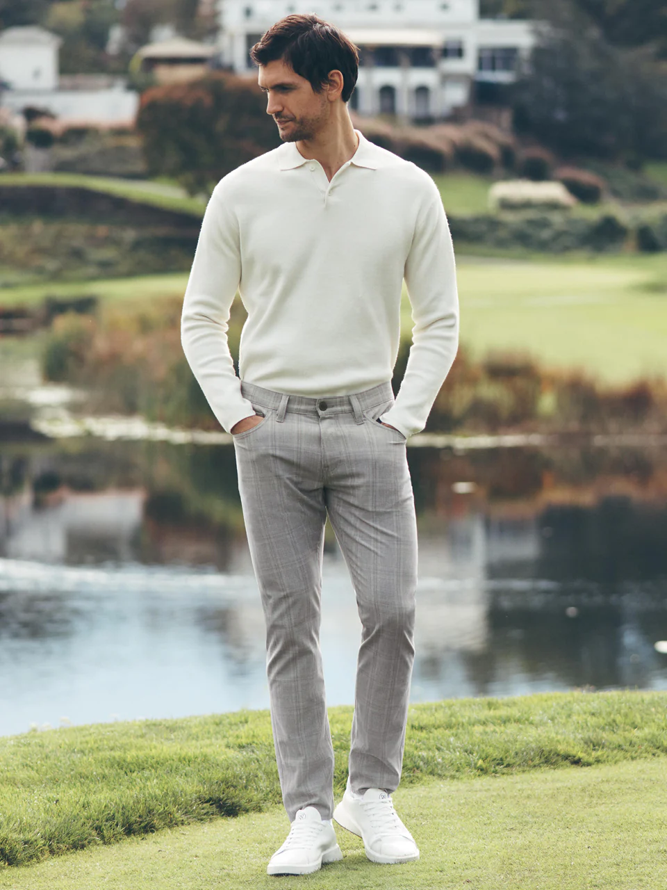 Courage Straight Leg Pants In Grey Checked - Image 10