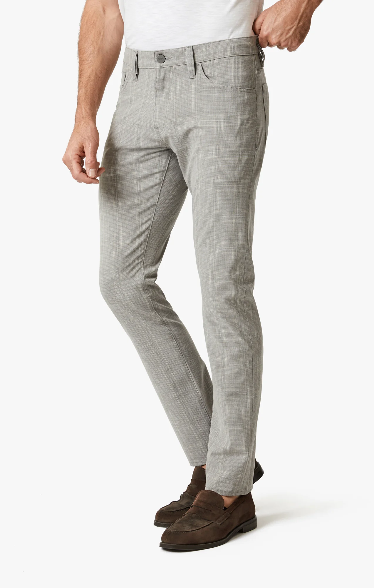 Courage Straight Leg Pants In Grey Checked - Image 3