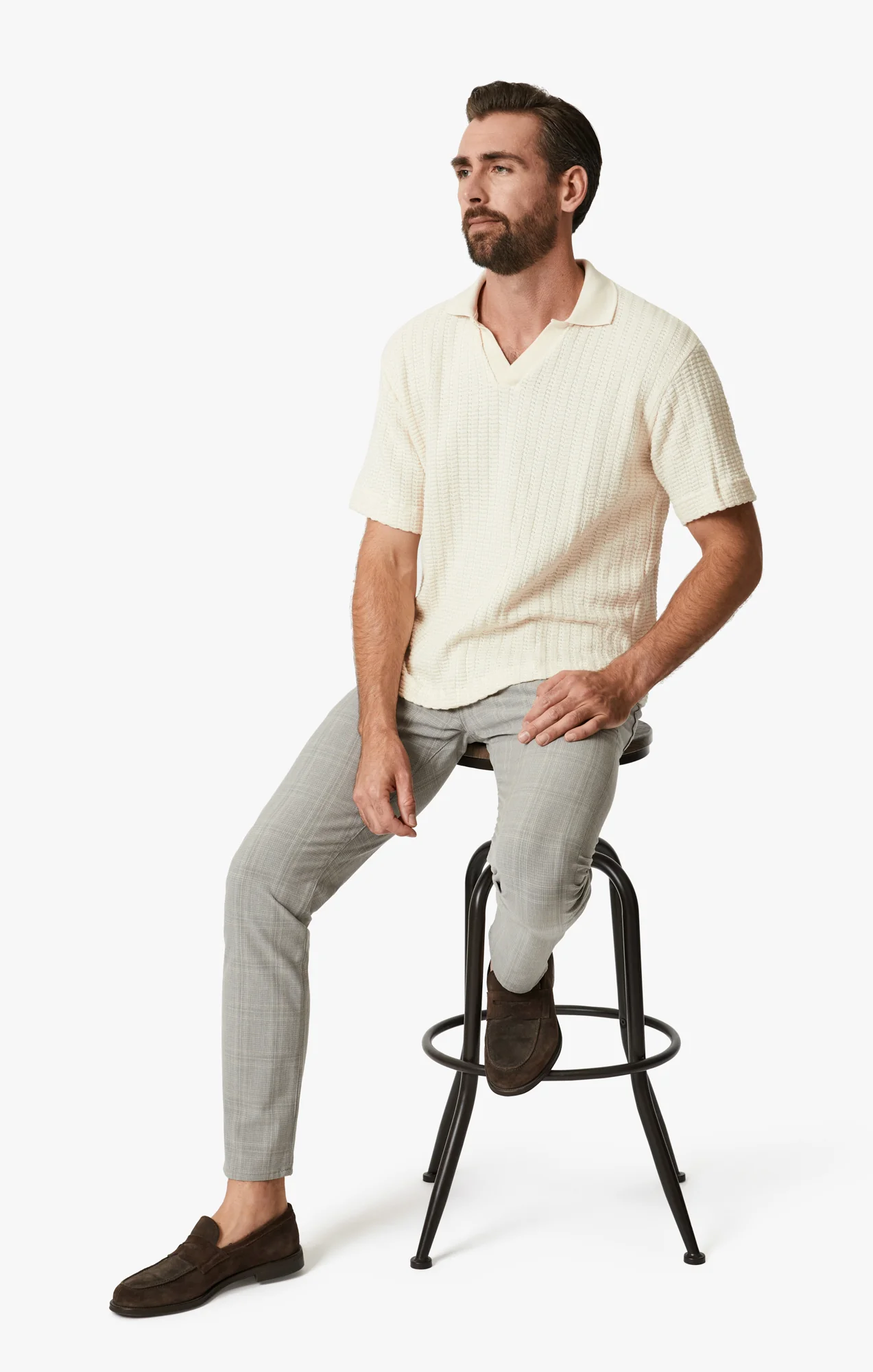 Courage Straight Leg Pants In Grey Checked - Image 6