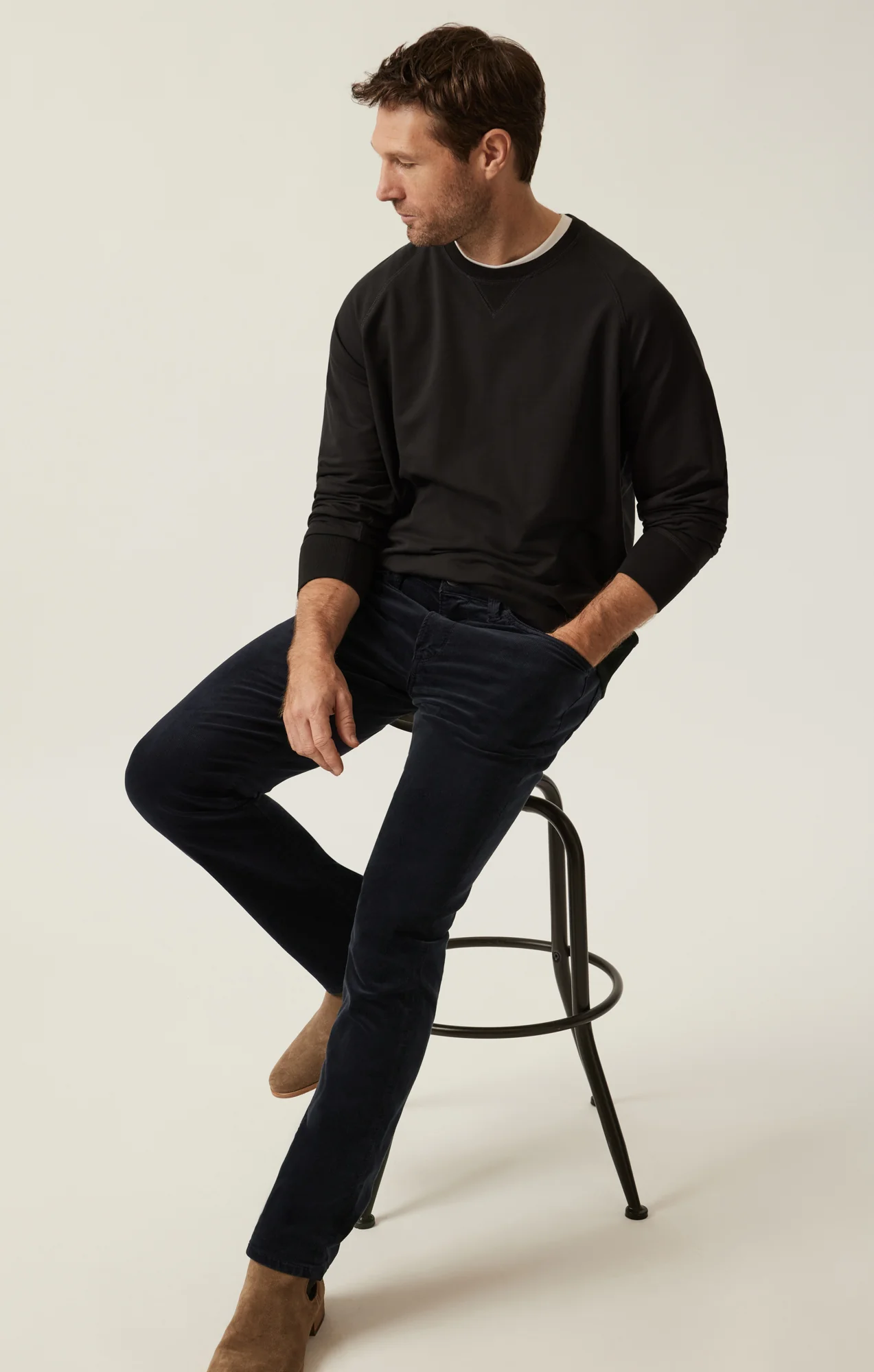 Courage Straight Leg Pants in Navy Cord - Image 6